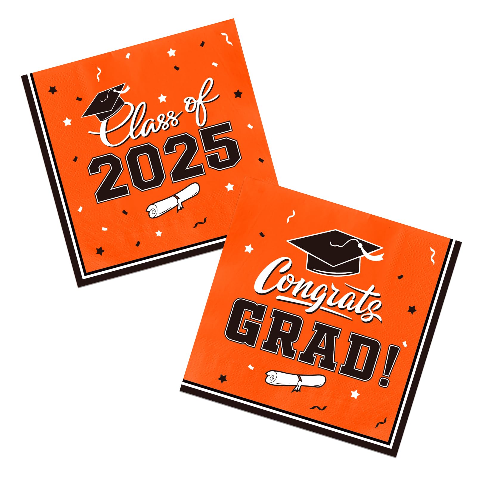 Gatherfun Graduation Party Disposable Napkins - 3-Ply Paper Napkins for College & High School Graduation (50 Pack, Orange) - Perfect for Graduation Decorations, Party Supplies & Celebrations