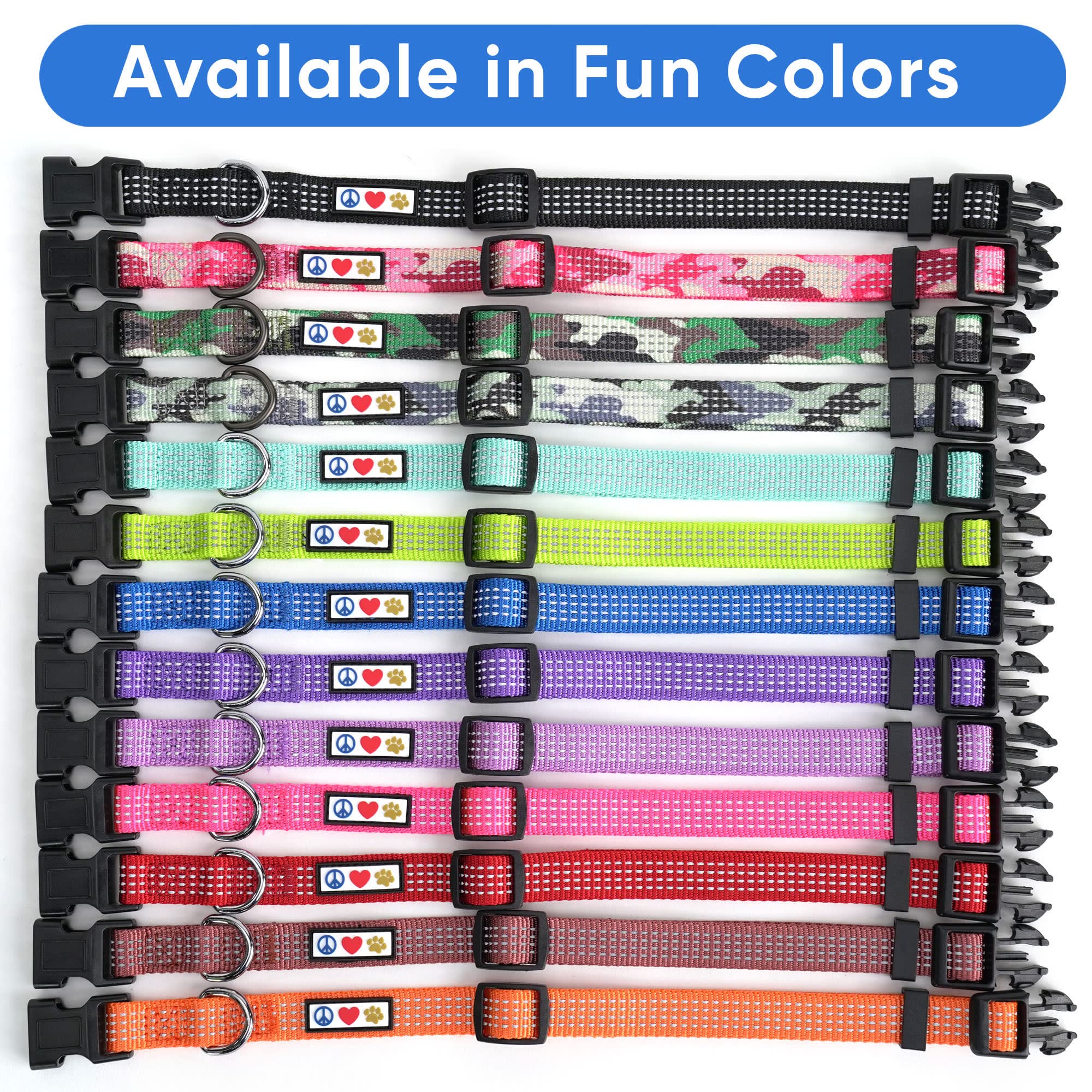 Pawtitas Reflective Adjustable Dog Collar for Small Dogs & Puppies - Camouflage Grey Pet Collar with Safety Reflective Strips | Perfect for Night Walks, Outdoor Adventures & Training Sessions