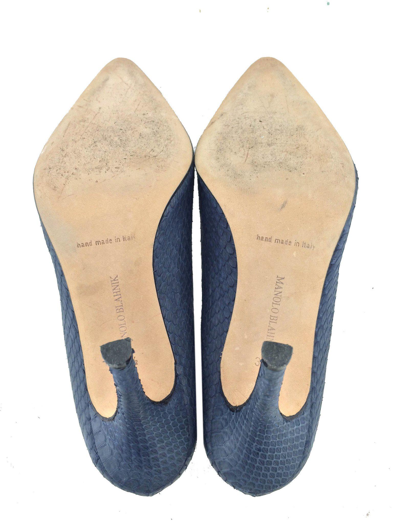 Manolo Blahnik BB Python Pumps Women's Size 7.5 - Luxury Designer Heels for Parties, Weddings & Special Occasions