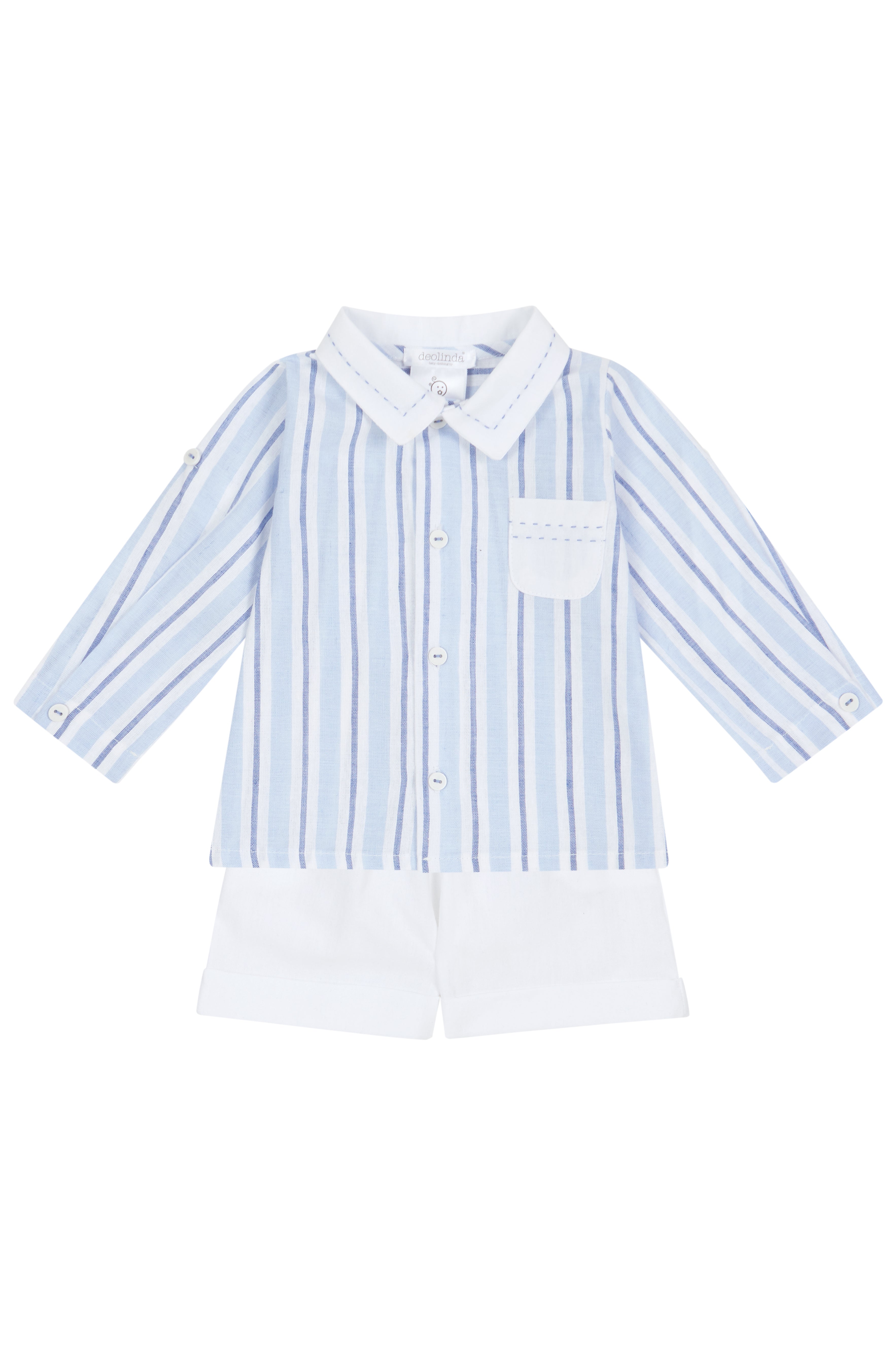 Zachary Blue Striped Shirt & Shorts Set for Men - Casual Summer Outfit for Beach, Vacation and Outdoor Activities
