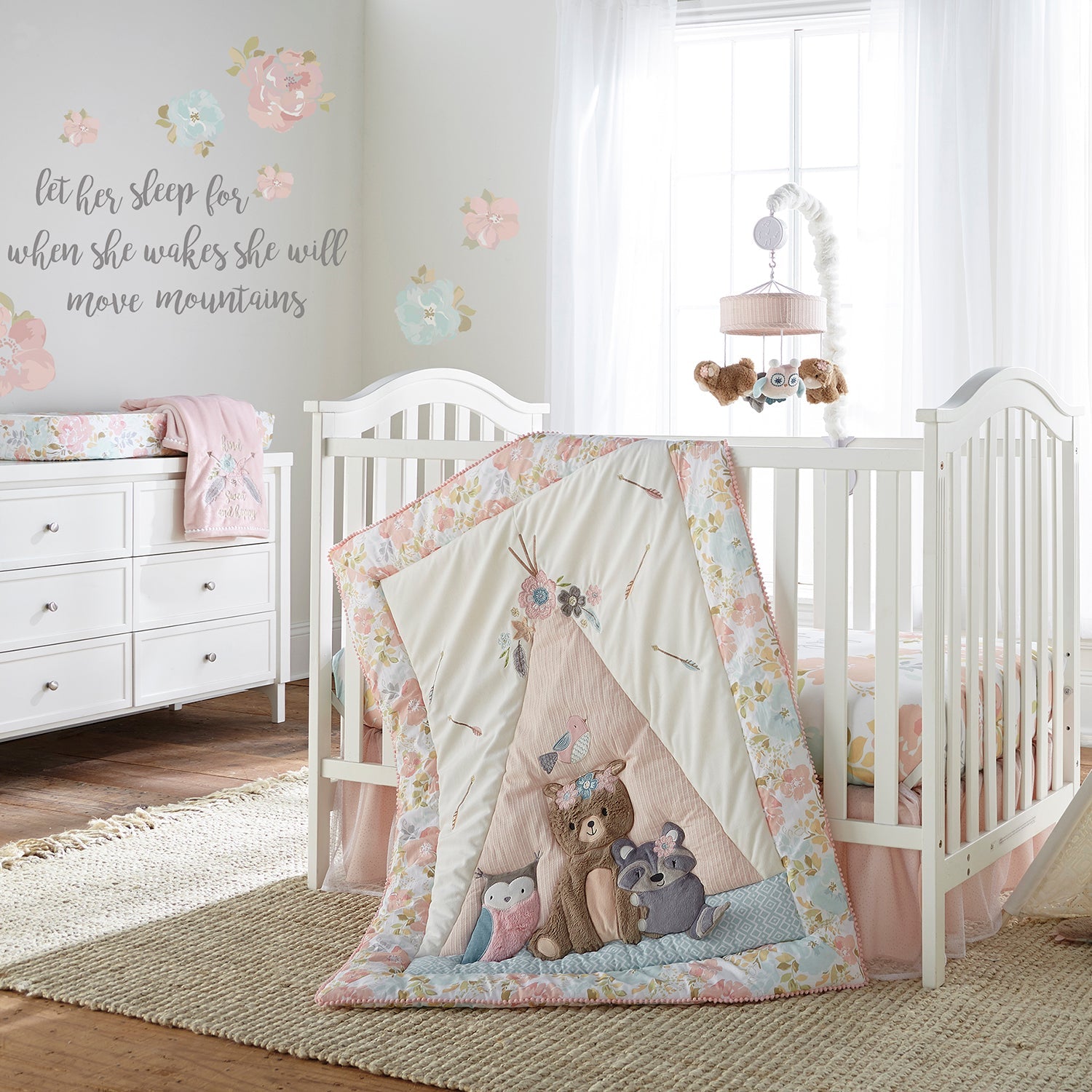 Beautiful Malia Nursery Wall Decals - Peel and Stick Baby Room Decor, Easy to Apply Removable Wall Stickers for Girls & Boys Bedroom - Perfect for Nursery, Kids Room, Playroom & Daycare Decor