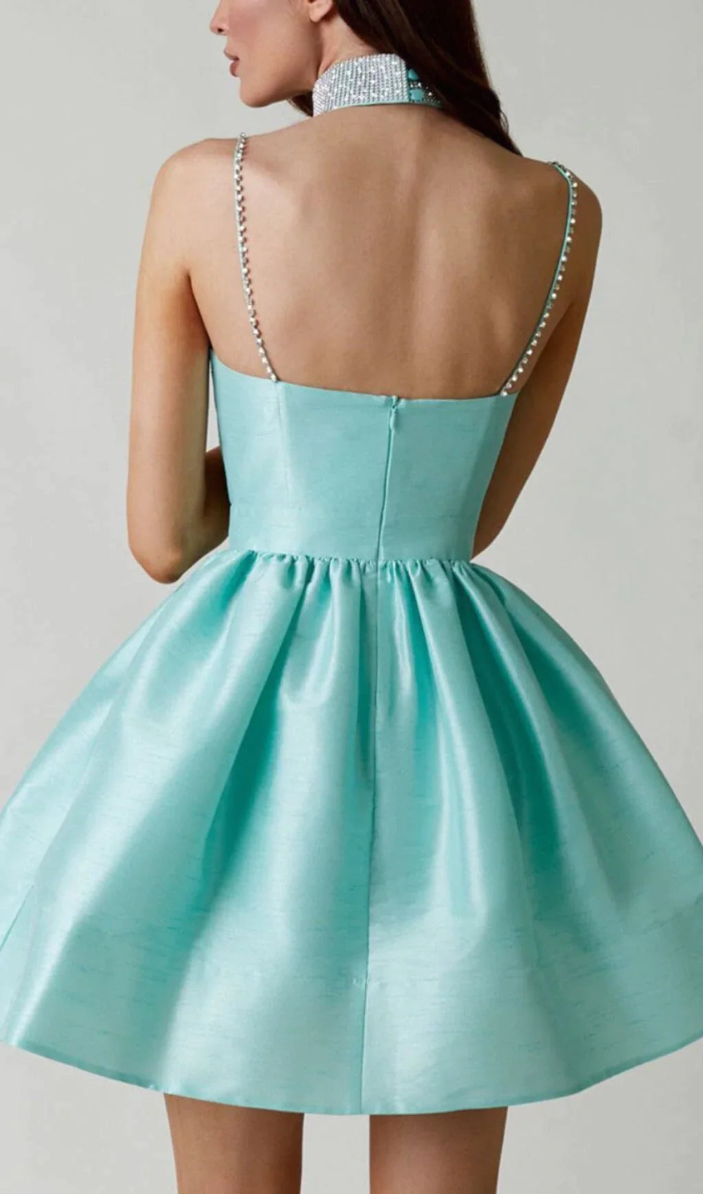 Mint Green Diamond Suspender Dress for Women - Elegant & Stylish Party Wear for Weddings, Dates & Special Occasions