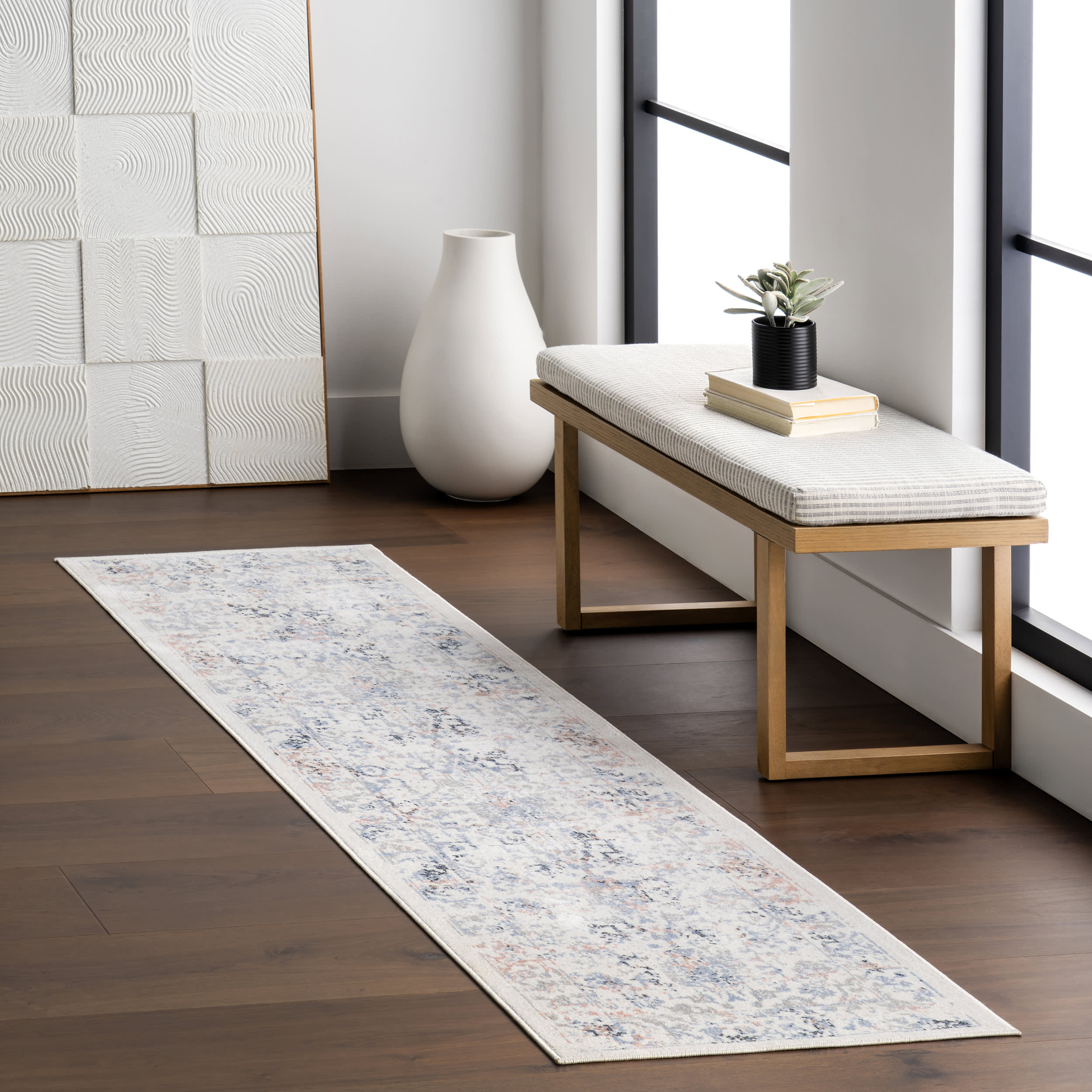 Charlisa Washable Faded Snowflake Rug - Blue Non-Slip Area Rug for Living Room, Bedroom, Nursery | Winter Home Decor & Cozy Floor Mat