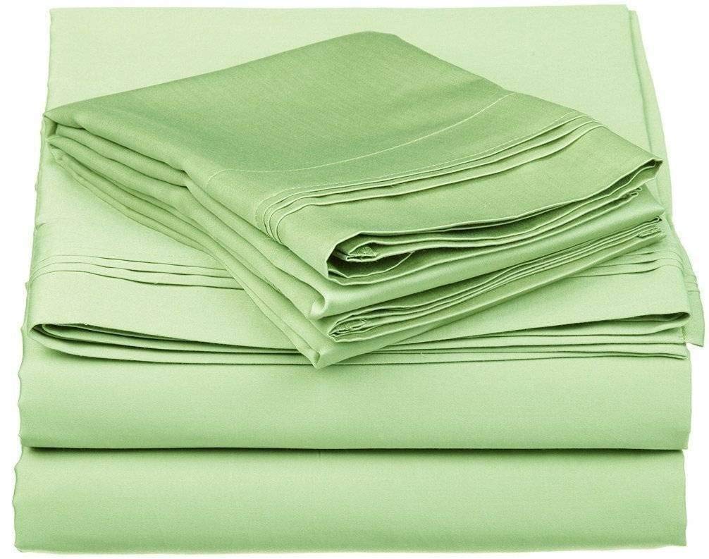 600-Thread-Count Egyptian Cotton Sateen 4-Piece Bed Sheet Set with 10-Inch Deep Pockets - Premium Sage Solid Color for Queen/King Size Beds - Ultra Soft & Breathable for All-Season Comfort - Perfect for Master Bedrooms, Guest Rooms & Luxury Hotels