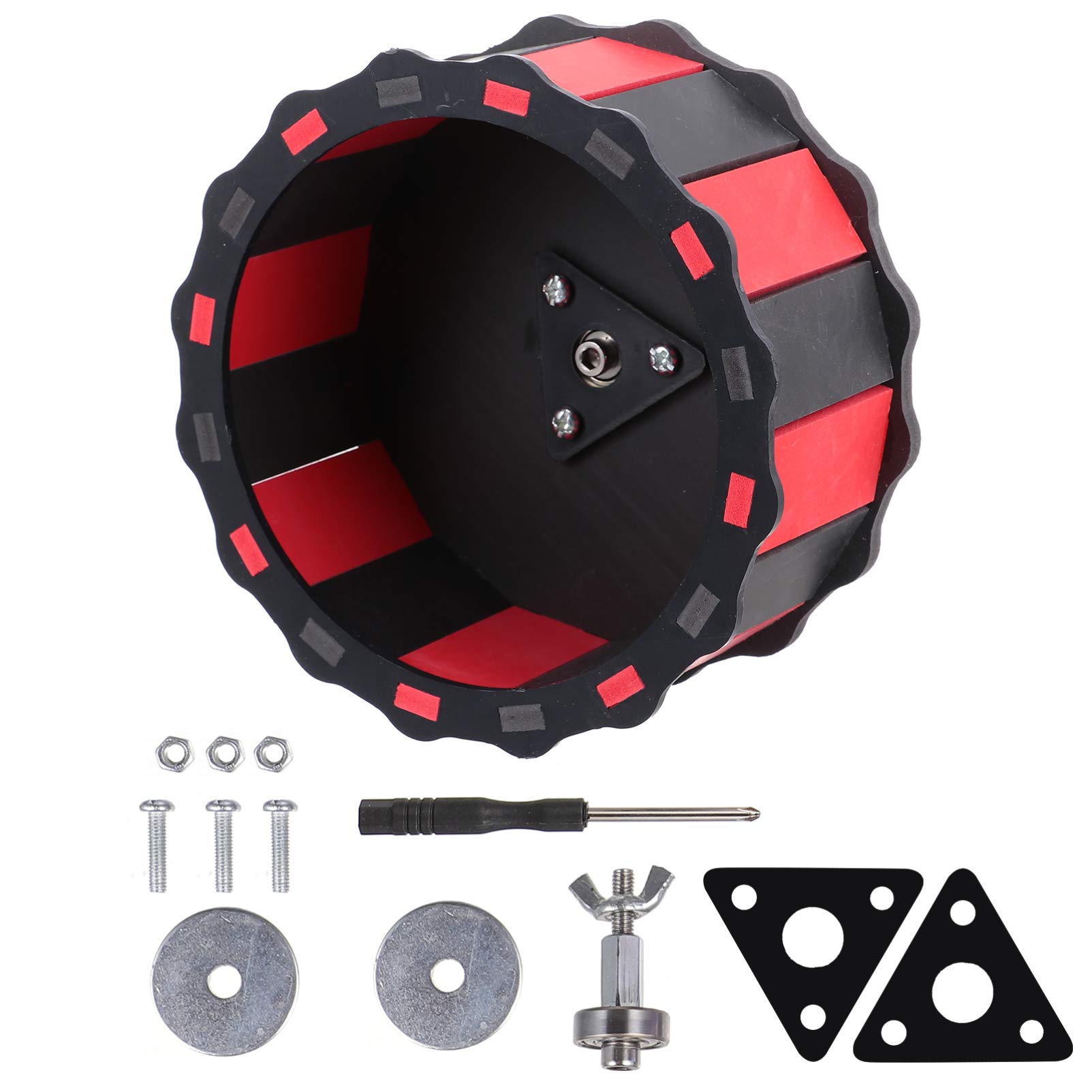 Balacoo Wooden Hamster Exercise Wheel - Silent Small Pet Running Wheel for Rats, Chinchillas, Gerbils - Cage Accessory for Squirrels, Rabbits & Small Animals (Black/Red) - Perfect for Play & Exercise in Pet Cages