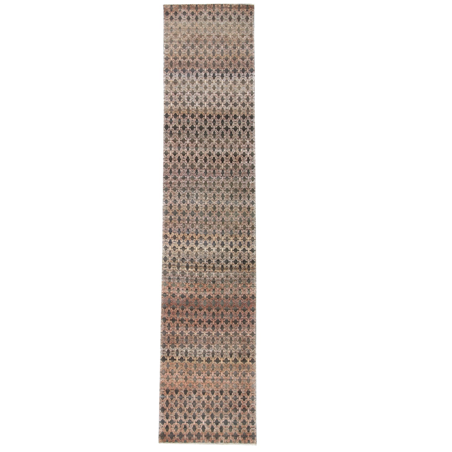 Premium Brown Alchemy Transitional Wool Silk Blend Runner Rug 3' x 14'10 - Elegant Home Decor for Living Room, Bedroom & Hallway