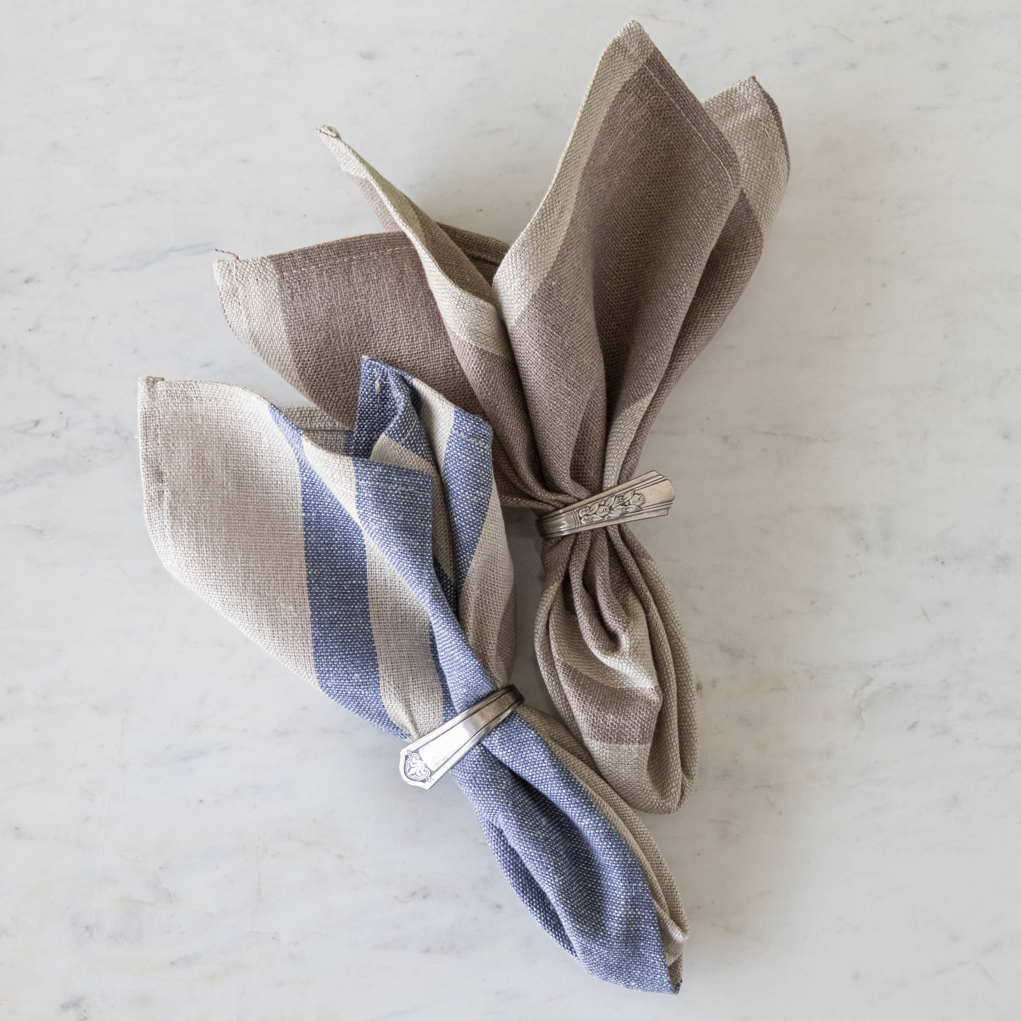 Dusty Rose Striped Woven Linen Napkins Set of 4 - Elegant Table Linens for Dinner Parties, Weddings & Home Decor