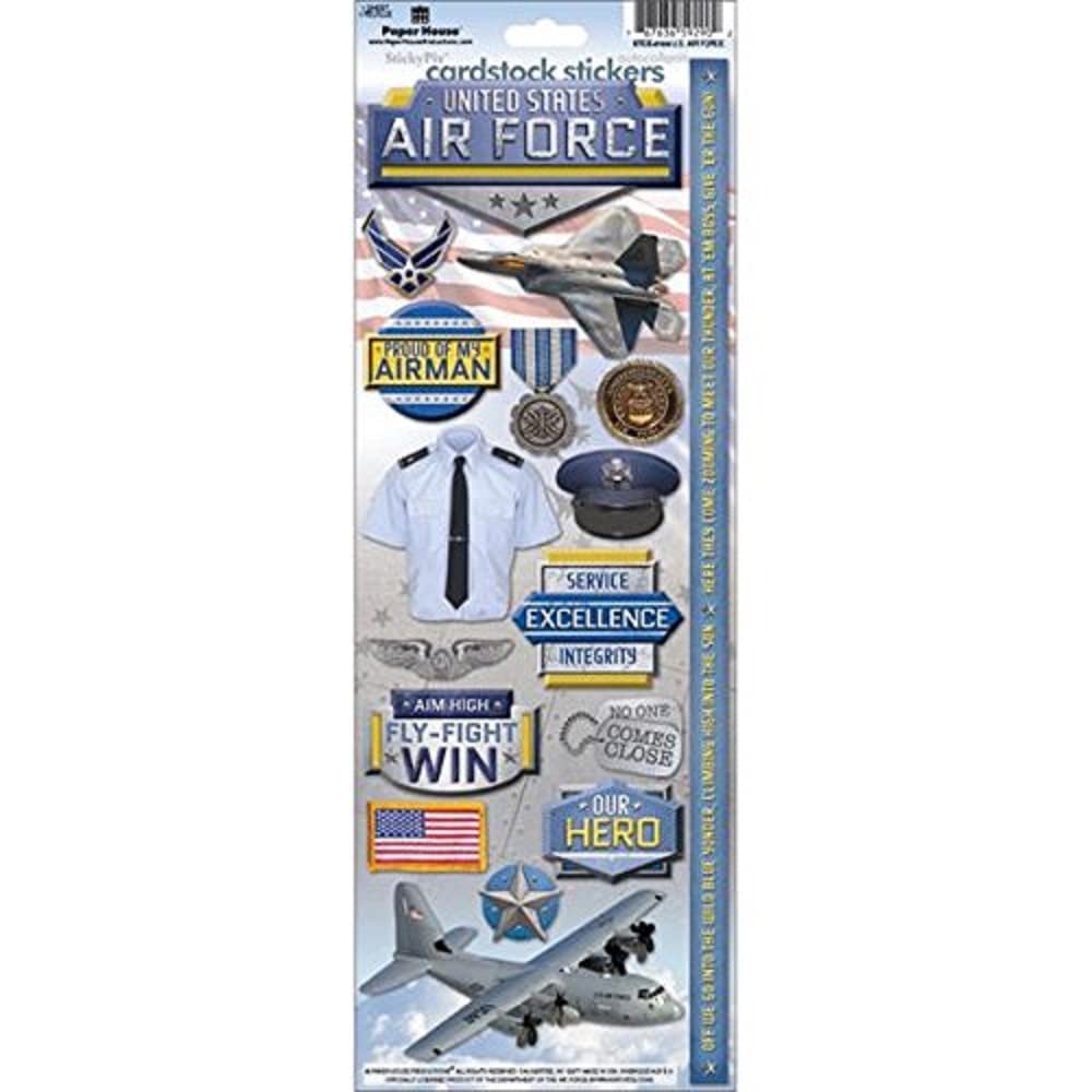 Premium Paper House Cardstock Stickers - Air Force Theme | Durable Decorative Stickers for Scrapbooking, Journals, Planners & DIY Crafts | Military-Inspired Design for Patriotic Projects