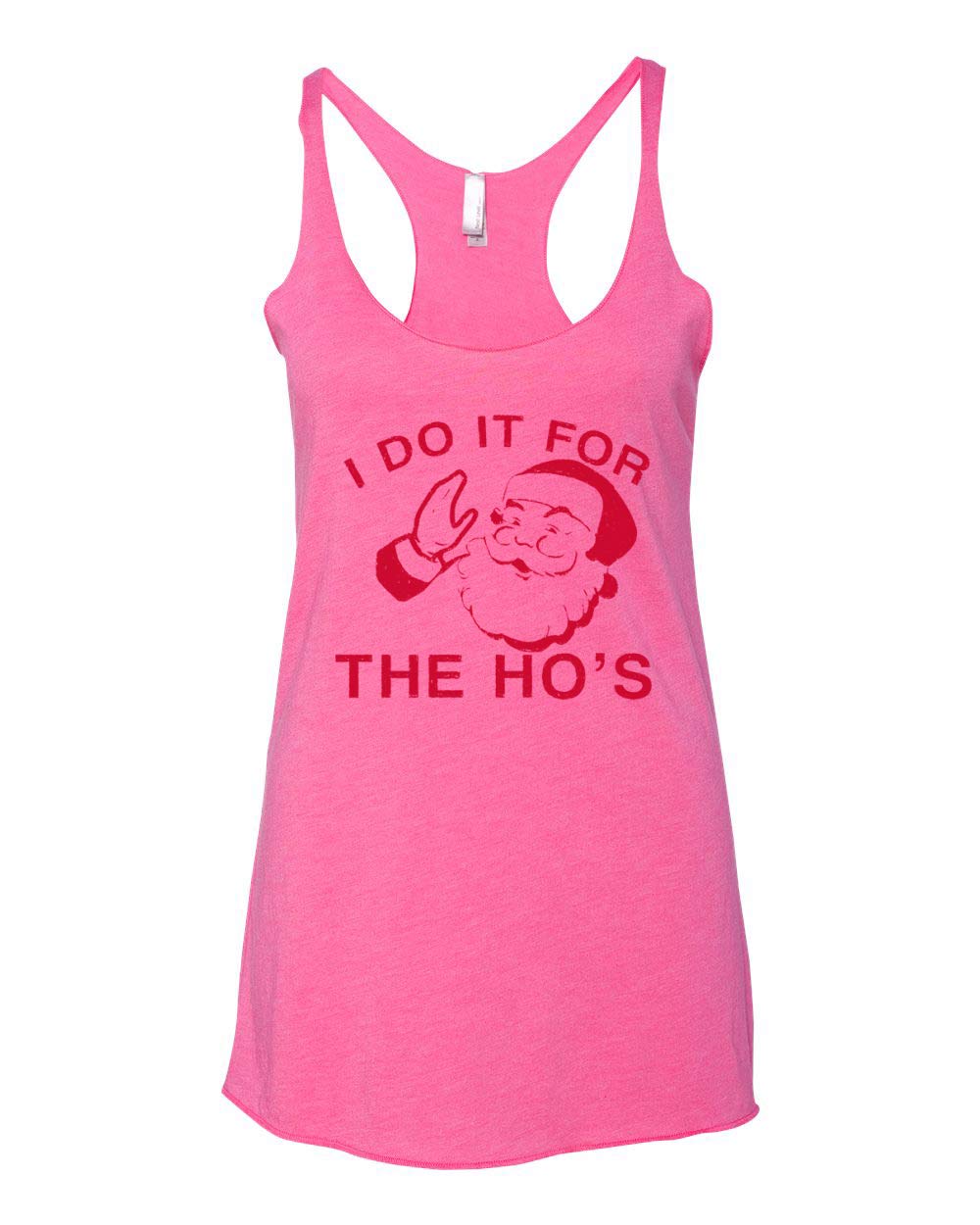 Santa I Do It for The Hoes Funny Christmas Tri-Blend Racerback Tank Top for Women - Holiday Party Outfit & Festive Gift