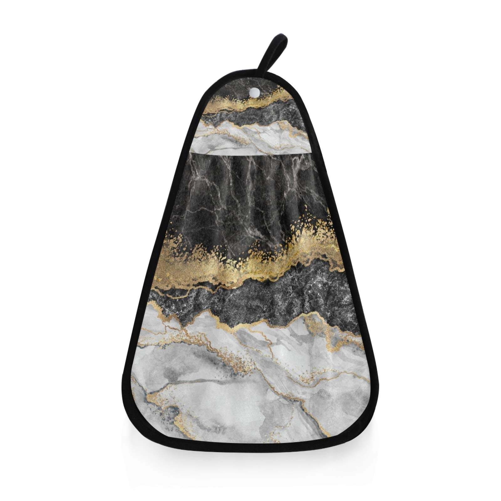 Premium Gold Black Marble Print Dish Cloths - Heavy Duty Absorbent Polyester Kitchen Towels with Hanging Loop for Dishes, Countertops & Glassware - Elegant Home & Restaurant Use