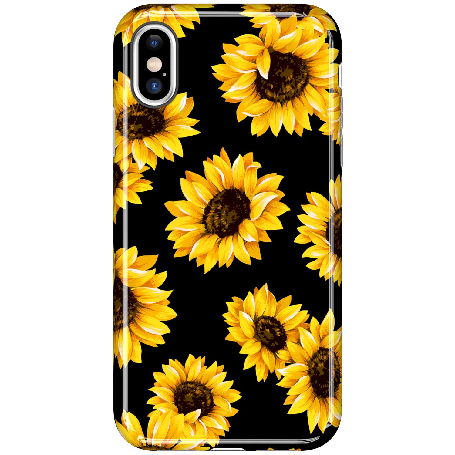 LUMARKE Cute Sunflower Floral iPhone X/Xs Case for Women - Soft TPU Slim Fit Protective Phone Cover | Perfect for Daily Use, Work & Travel