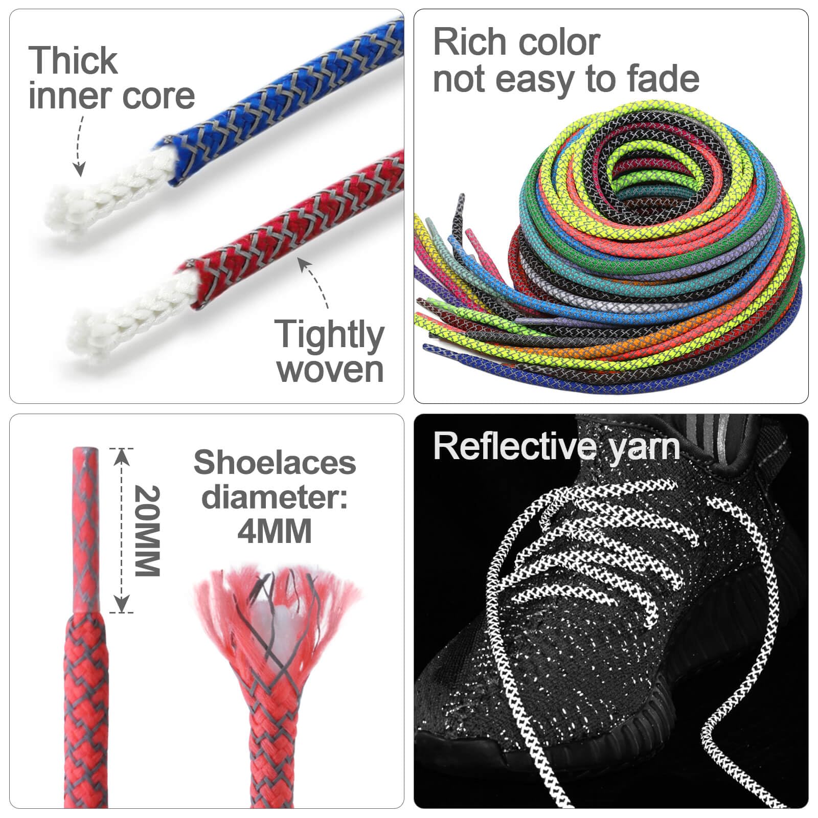 DELELE 2 Pairs Reflective Shoelaces - 4/25