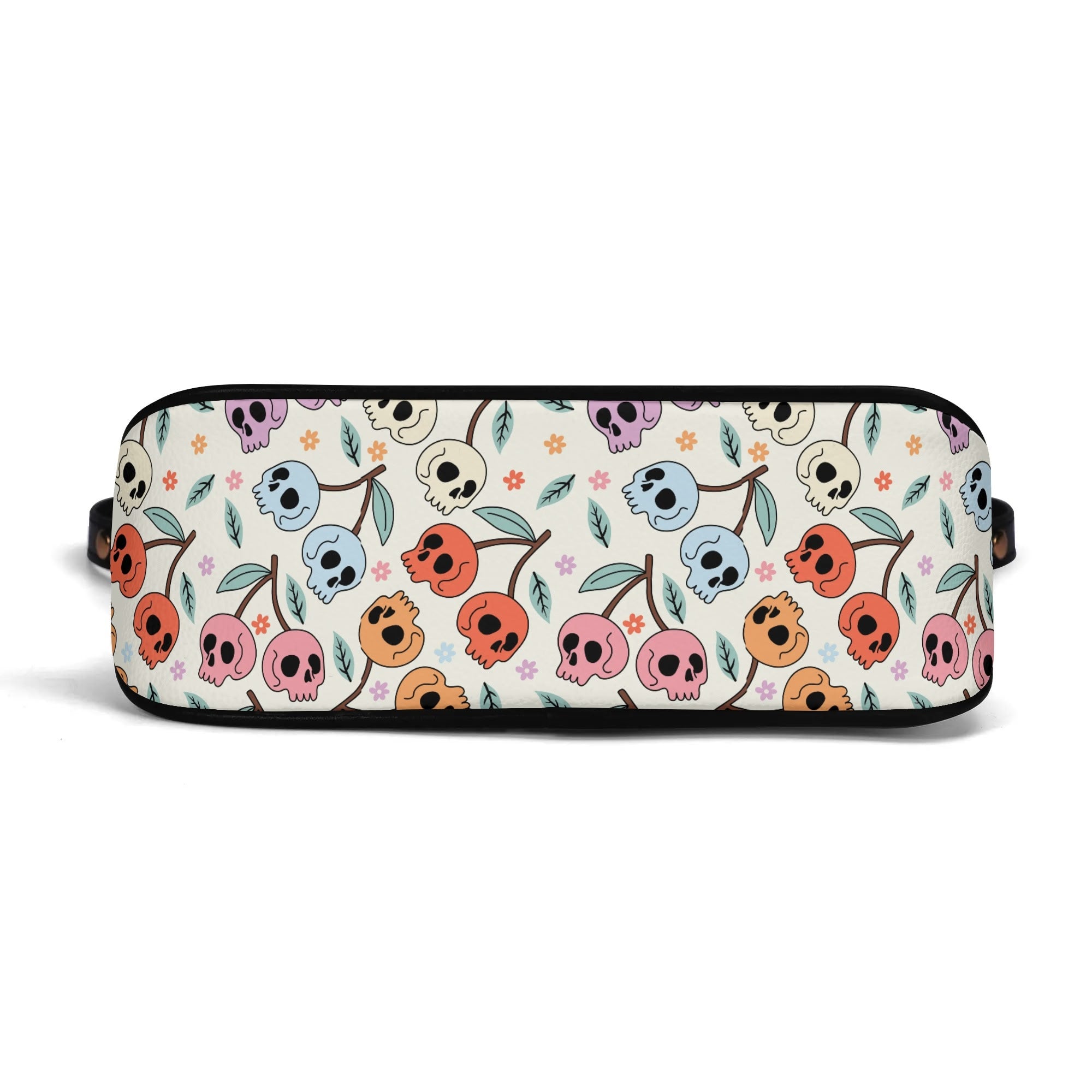 Stylish Cherry Skull Print Leather Crossbody Bag with Detachable Chain Strap - Gothic Fashion Accessory for Women, Perfect for Parties, Concerts & Everyday Use