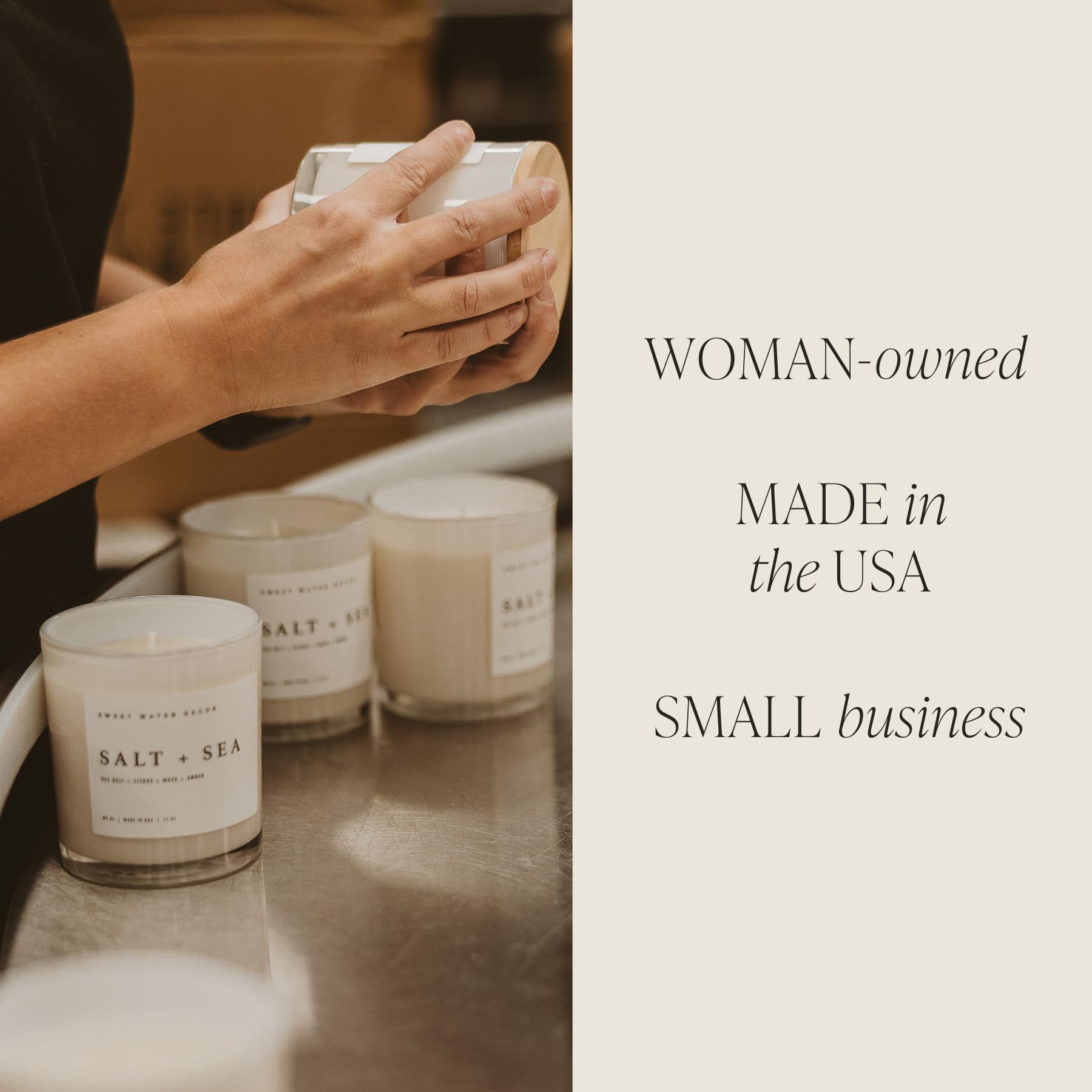 Sweet Water Decor Lavender and Sage Scented Soy Candle - 11oz White Jar with Wood Lid, 50+ Hour Burn Time, Made in USA | Relaxing Aromatherapy for Home, Spa, Yoga & Meditation | Natural Essential Oil Blend for Stress Relief & Better Sleep