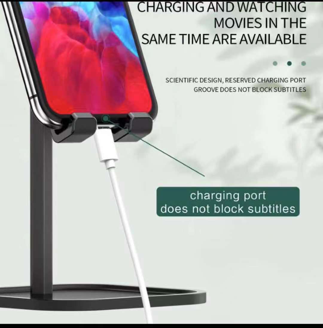 IKAKU KAKU Universal Phone Stand - Adjustable Height & Angle, 360° Rotating Desktop Holder for iPhone, Samsung, Smartphones - Perfect for Video Calls, Watching Movies & Hands-Free Use