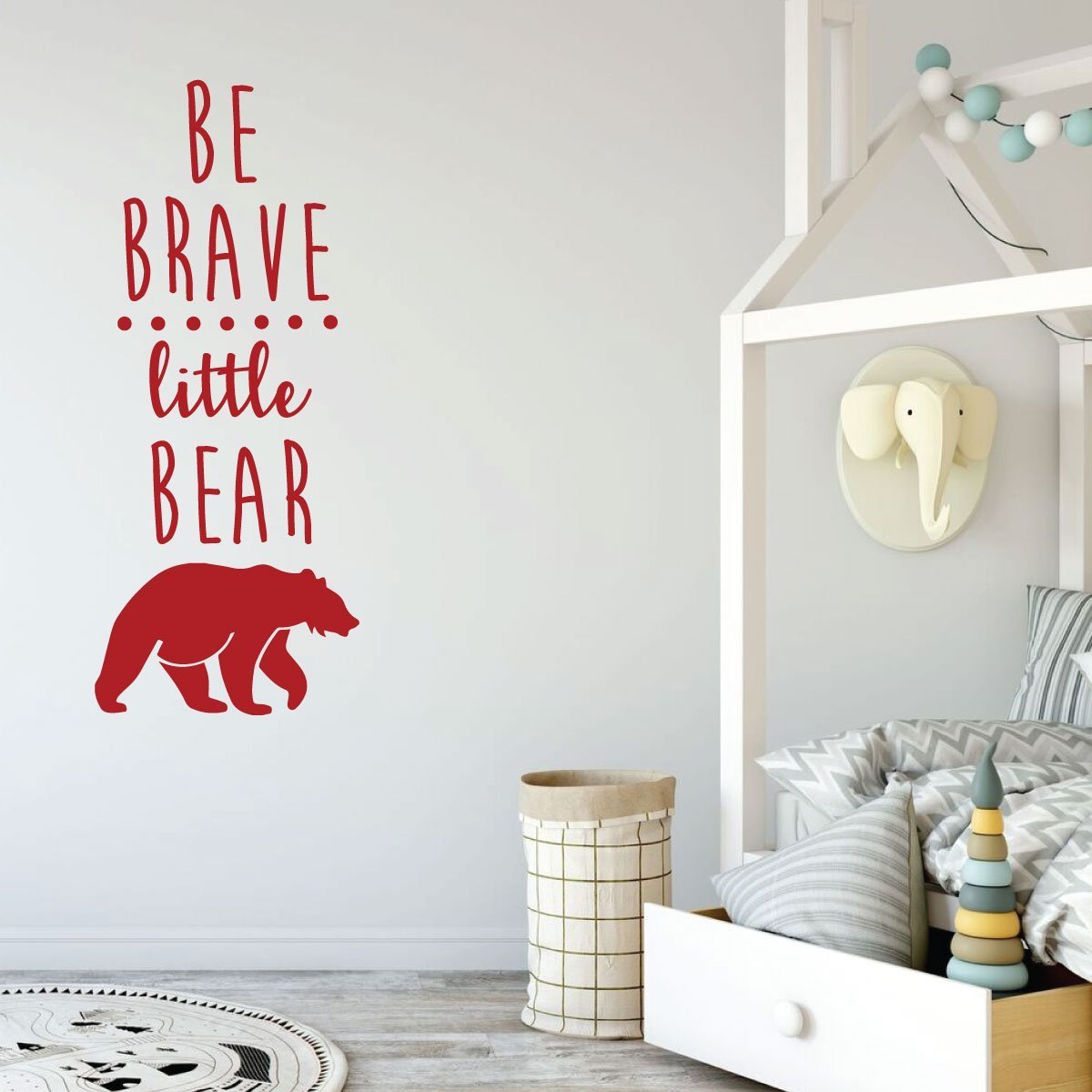 Be Brave Little Bear Wall Decal - Inspirational Vinyl Sticker for Kids Room, Nursery & Playroom Decor | Motivational Quote Silhouette Art for Children's Bedroom Wall