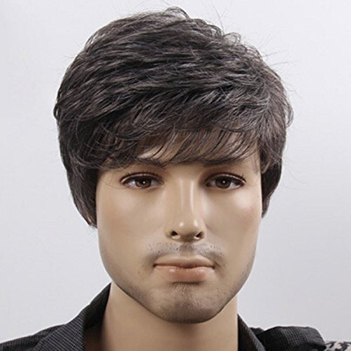 Majik Full Head Wigs for Men & Boys - Easy Attach & Remove Dark Brown Synthetic Hair (50g) - Perfect for Cosplay, Costume Parties & Hair Loss Solutions