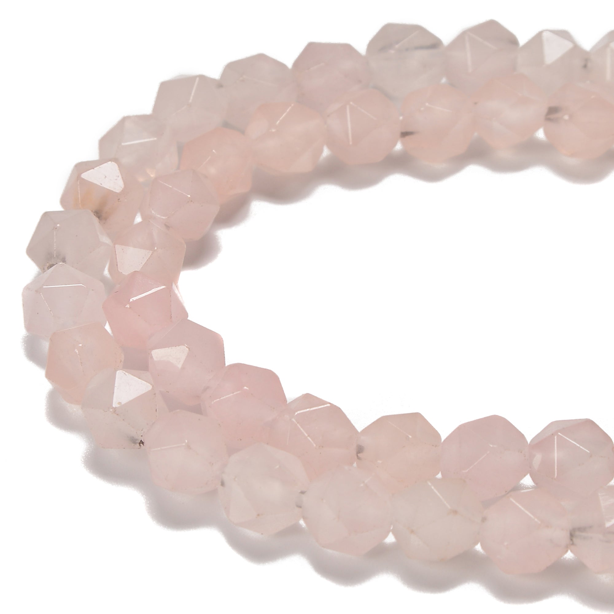 2.0mm Hole 8mm Rose Quartz Star Cut Beads - 8 Inch Strand for Jewelry Making, DIY Bracelets, Necklaces & Healing Crystal Crafts