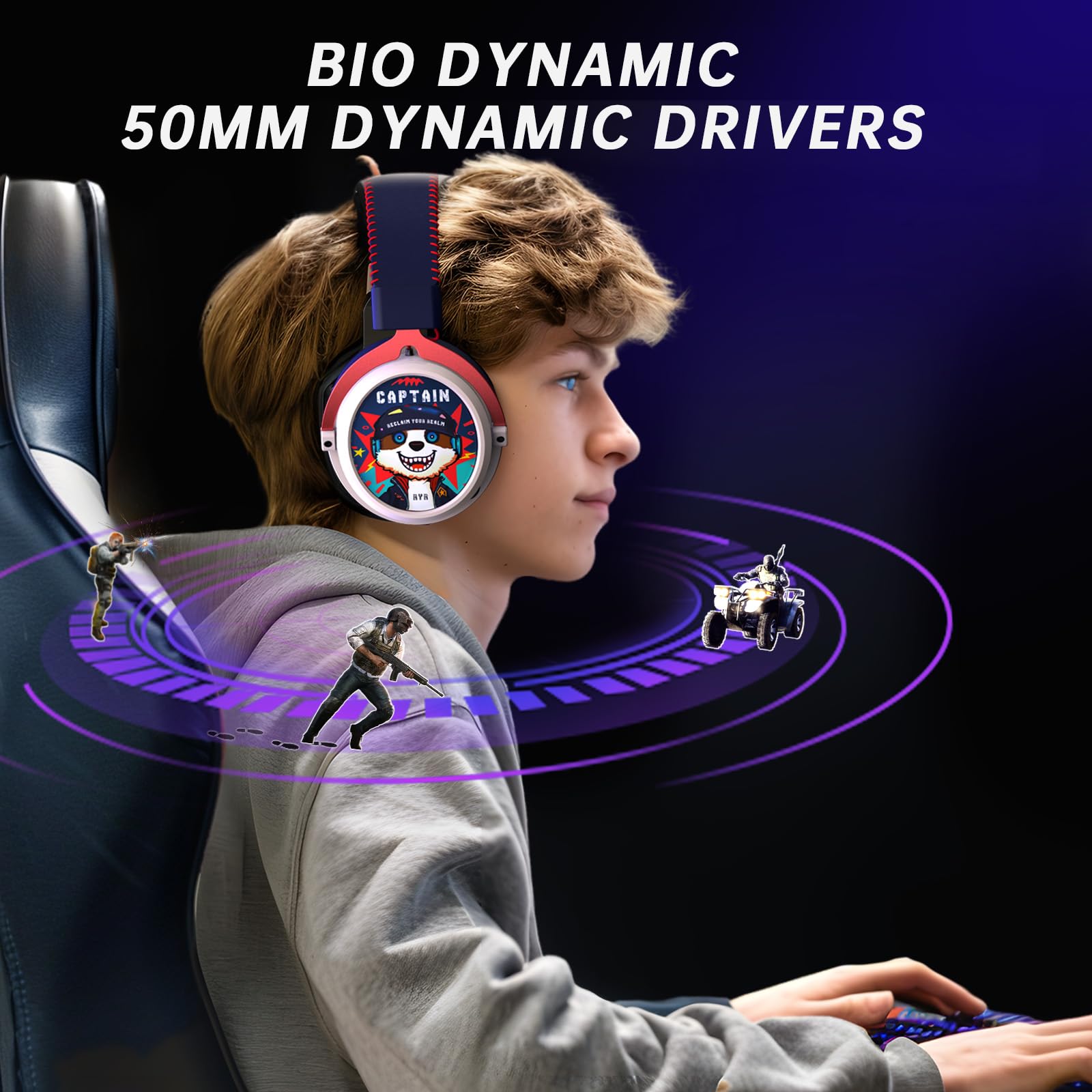 Wireless Gaming Headset with 7.1 Surround Sound - Bluetooth 5.4 & 2.4GHz USB Connectivity - 6mm Noise Canceling Mic - Compatible with PC, PS5, PS4, Mac & Nintendo Switch (White) - Perfect for Online Gaming, Streaming & Virtual Meetings