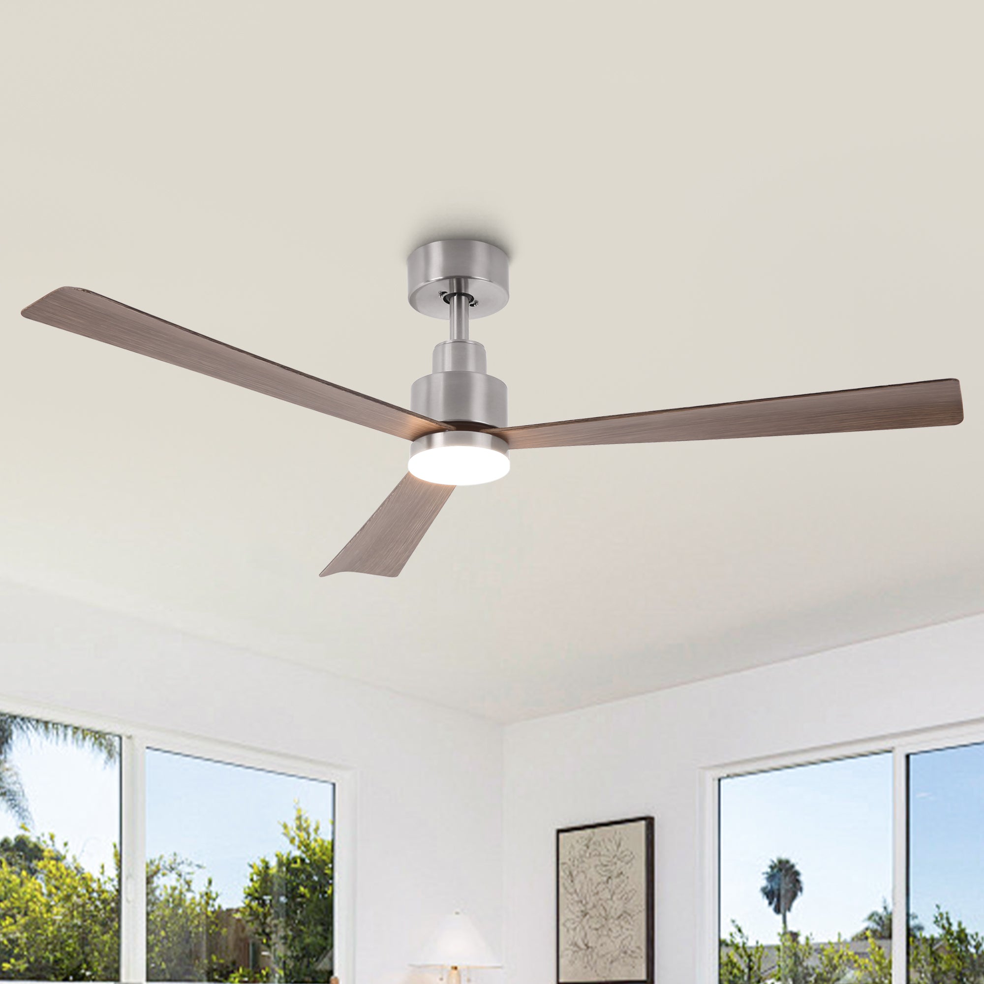 52 Inch Dinah Modern Ceiling Fan with Remote Control & LED Light - Perfect for Living Room, Bedroom, and Office Cooling
