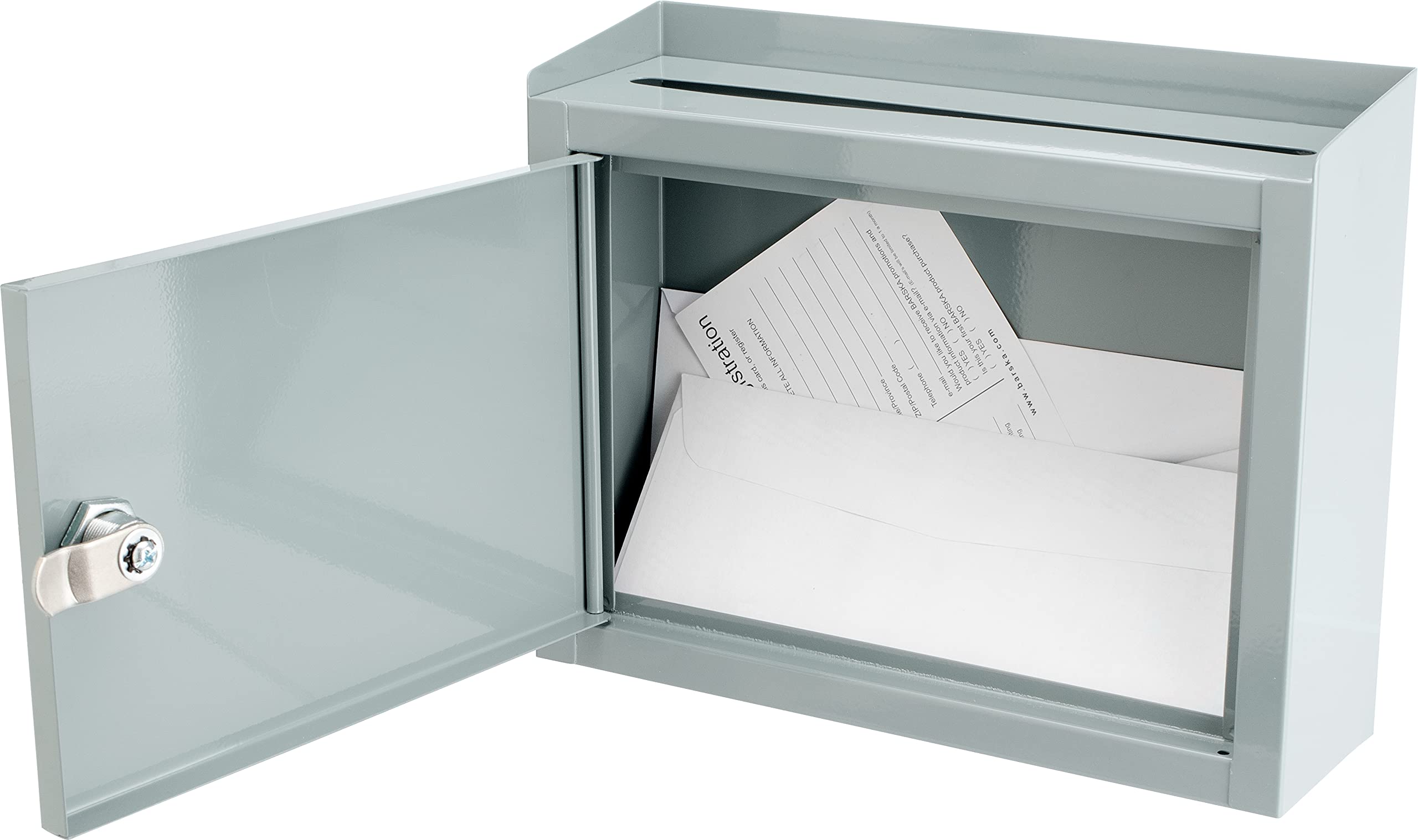 Barska Wall Mount Multi-Purpose Locking Mail Drop Box with Key Lock - Secure Mailbox for Home, Office & Classroom - Perfect for Package Delivery, Documents & Confidential Mail Collection