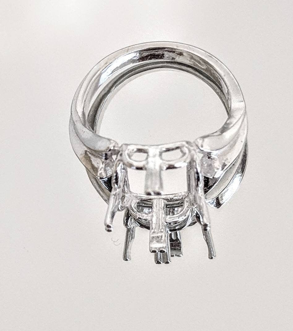 10x8mm & 20x15mm Emerald Cut Pre-Notched Regalle Blank Ring Setting - Solid Sterling Silver or 14K Gold - Size 7 (Item# 163480/143480) - Perfect for Engagement Rings, Wedding Bands & Jewelry Making