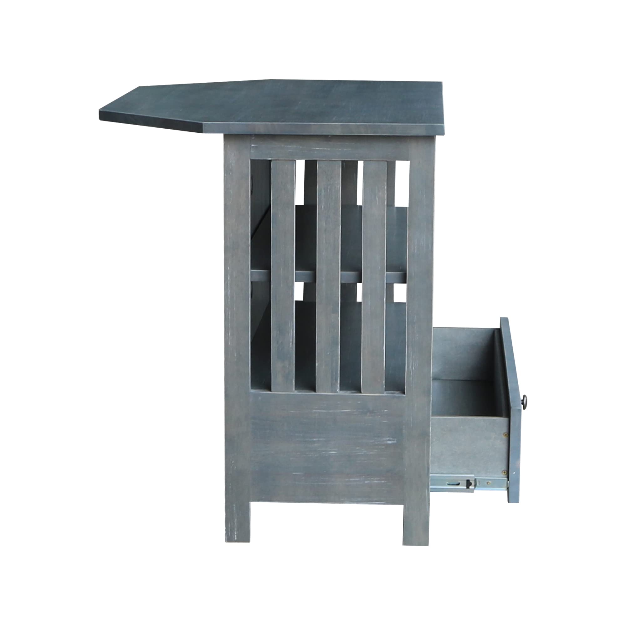 IC International Concepts Mission Corner TV Stand for 27-Inch TVs - Space Saving Wooden TV Cabinet with Sturdy Construction - Heather Grey Antique Washed Finish - Perfect for Small Living Rooms, Bedrooms & Apartments
