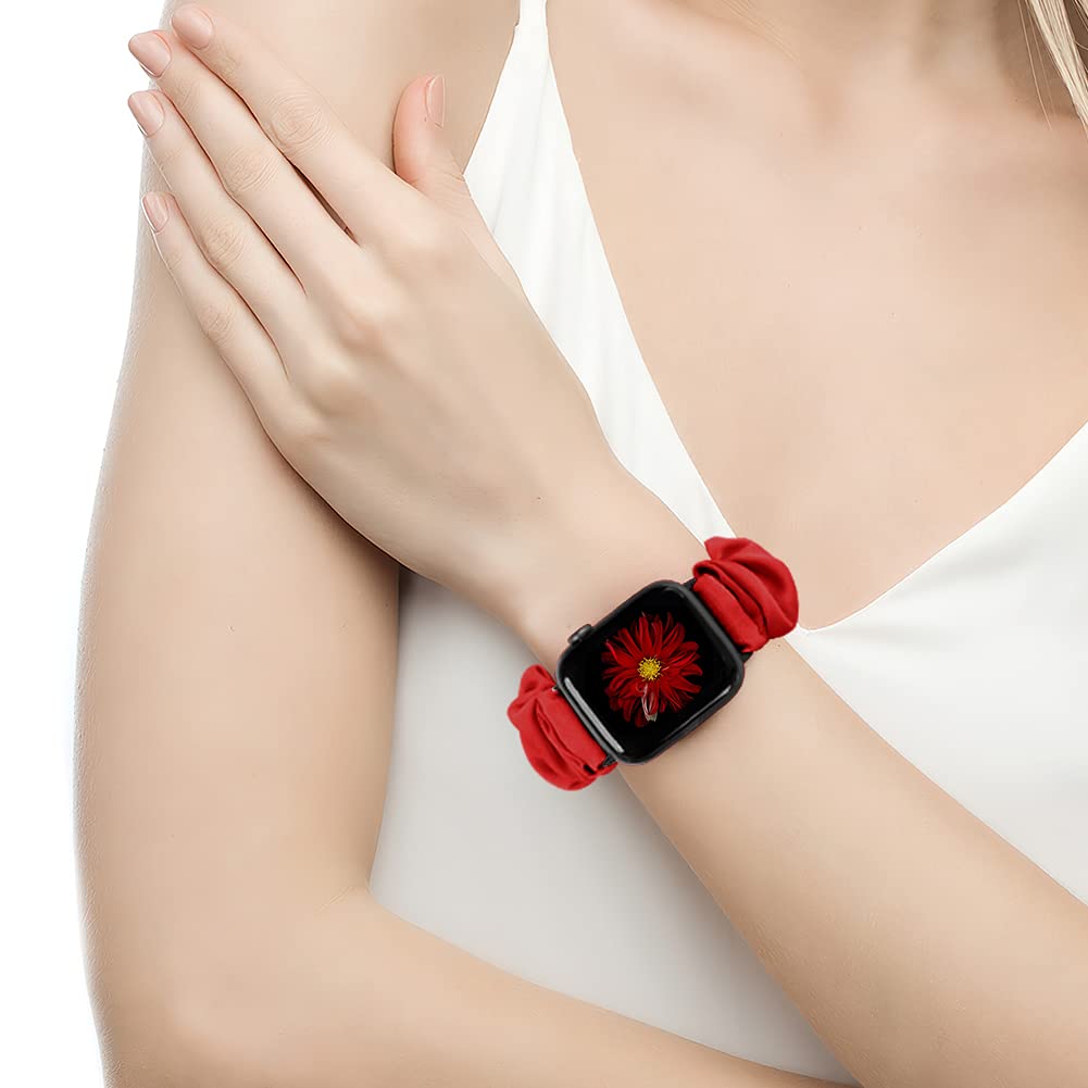 Tiptops 3 Pack Apple Watch Bands for Women - Soft Fabric Scrunchies Wristbands Compatible with iWatch Ultra 2, Series 10/9/8/7/6/5/4/3/2/1/SE (38mm-49mm) - Stylish Printed Straps for Workout, Office & Everyday Wear