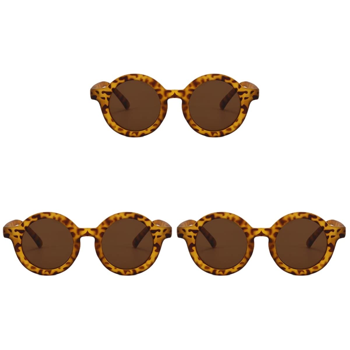 SOIMISS 2 Pack Kids Sunglasses - Leopard Print Children's UV Protection Sunglasses, Retro Vintage Brown Sun Glasses for Boys & Girls - Perfect for Outdoor Play, Beach, and Summer Activities