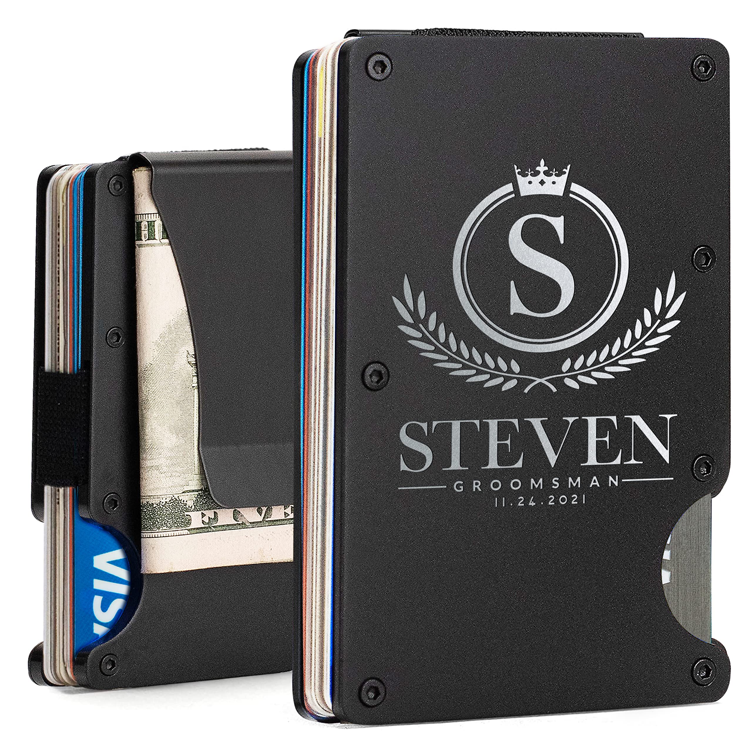 Custom Engraved Groomsmen Proposal Wallet Set - 10 Personalized Leather Wallets for Wedding Party Gifts - Best Man & Groomsmen Gift Ideas - Perfect for Pre-Wedding Celebrations & Bachelor Parties