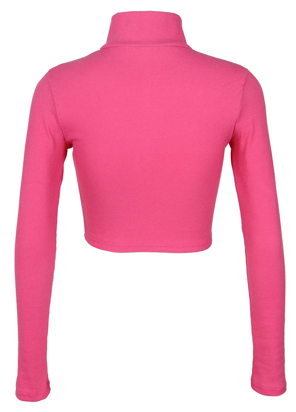 Artfish Women's Long Sleeve Turtleneck Crop Top with Zip - Neon Fitted Sexy Cropped Shirt for Night Out, Clubwear & Street Fashion