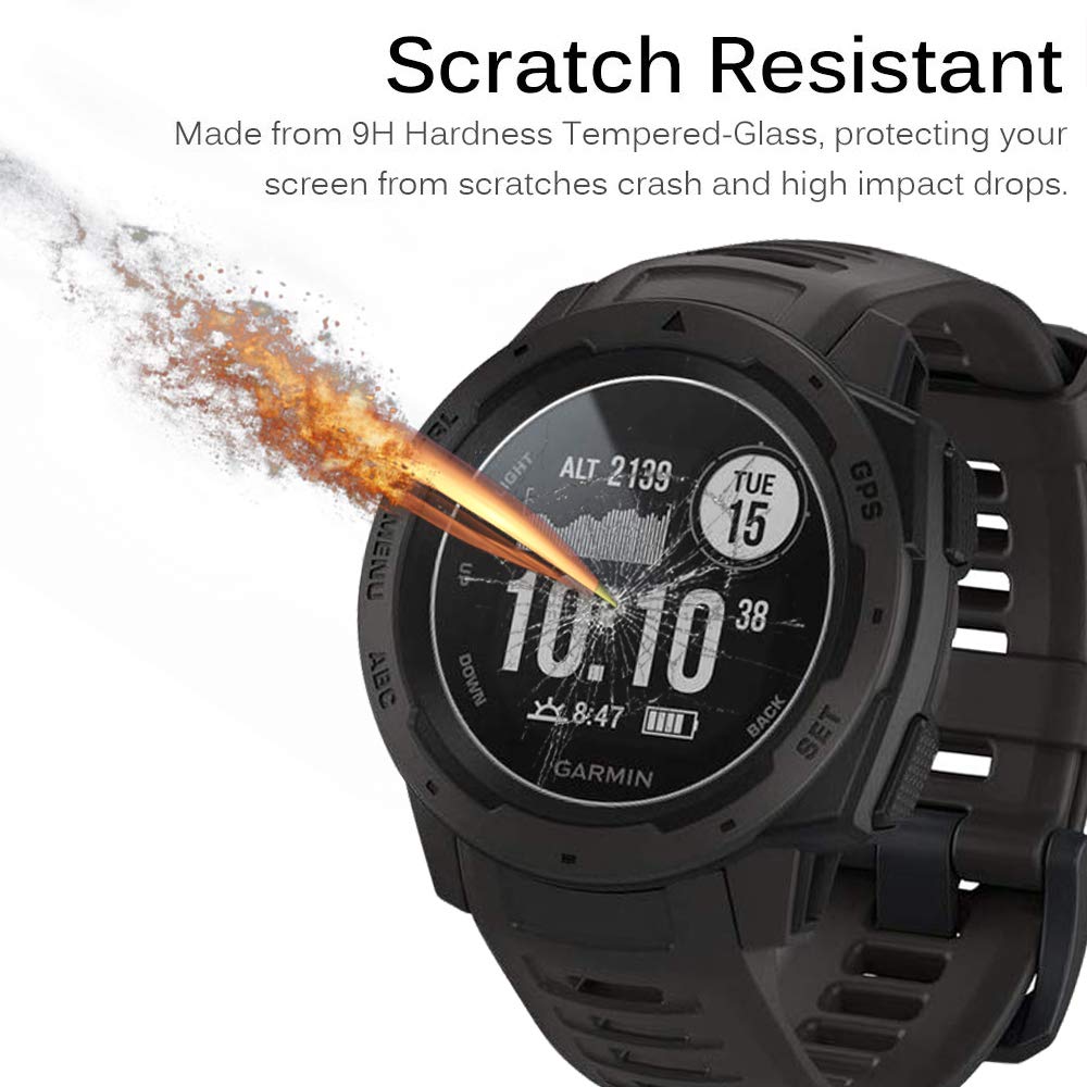 [10+2 Pack] Compatible Garmin Instinct Screen Protector with Charger Port Protector - Anti-Dust Silicone Plug & Tempered Glass Screen Film for Garmin Instinct Smartwatch - Perfect for Outdoor Sports, Hiking & Daily Protection