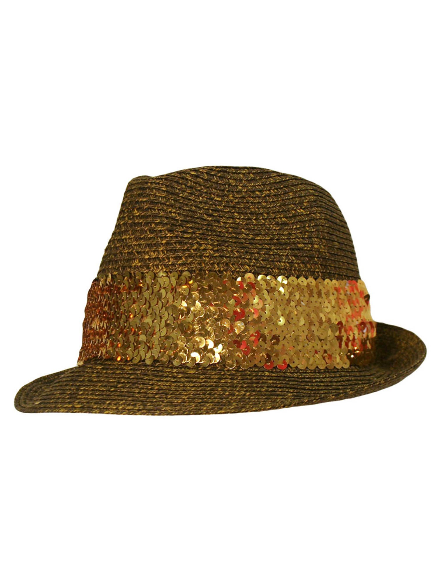 Luxury Divas Straw Fedora Hat with Sequin Band - Stylish Summer Beach Hat for Women, Perfect for Vacations, Parties & Outdoor Events