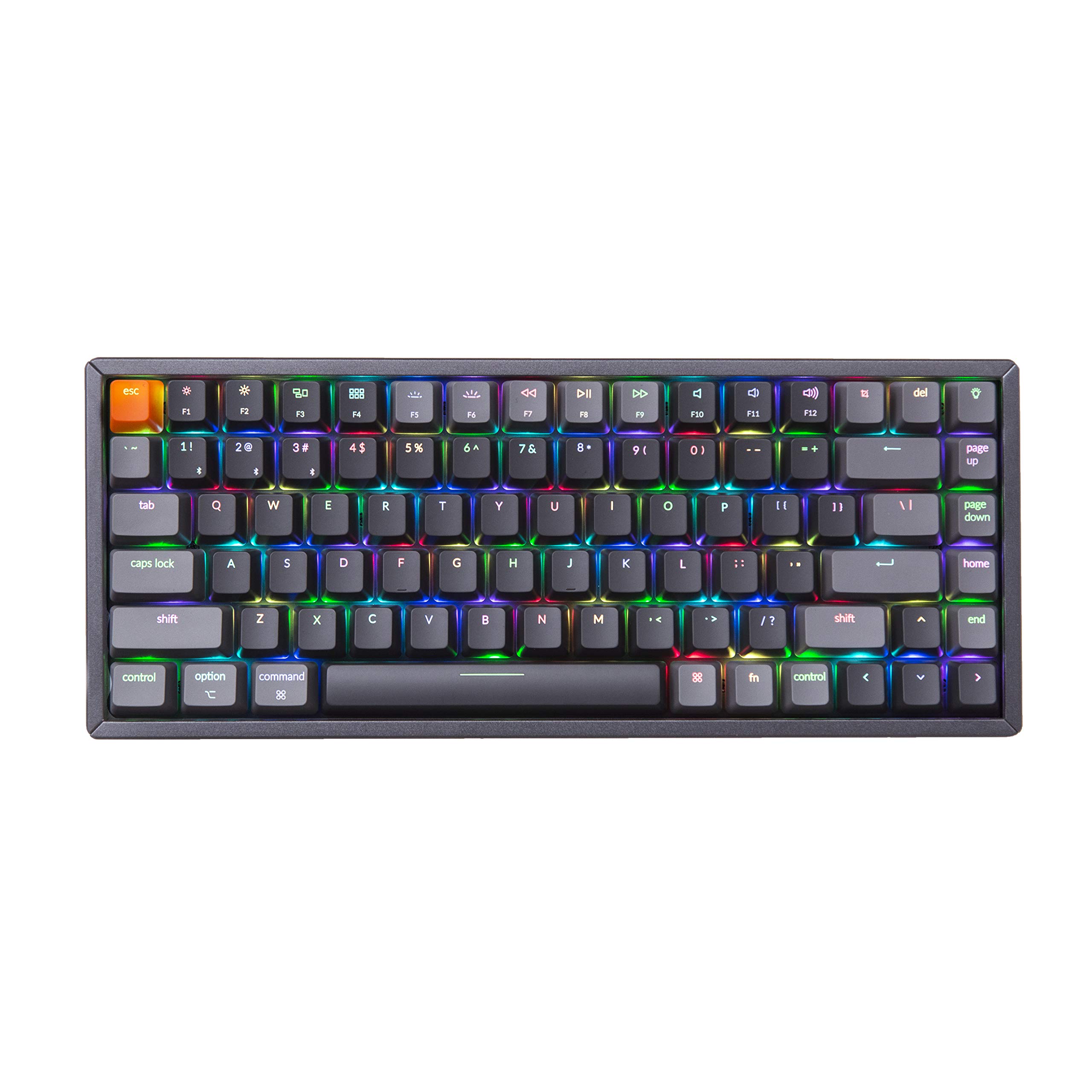 Keychron K2 V2 Wireless Mechanical Keyboard - 75% Compact Layout, Bluetooth/USB-C Wired, RGB Backlit, NKRO, Aluminum Frame for Mac/Windows (Gateron G Pro Brown Switch) - Perfect for Gaming, Office Work & Programming