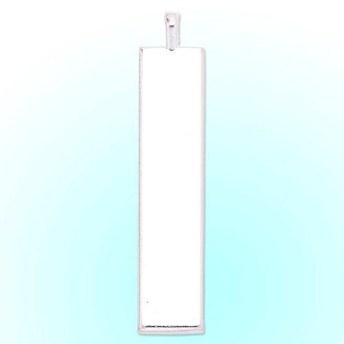 20pcs 10x50mm Silver Rectangle Bezel Blank Pendant Trays for Photo Jewelry Making - DIY Necklace, Locket & Keepsake Craft Supplies (Perfect for Wedding, Memorial & Personalized Gifts)