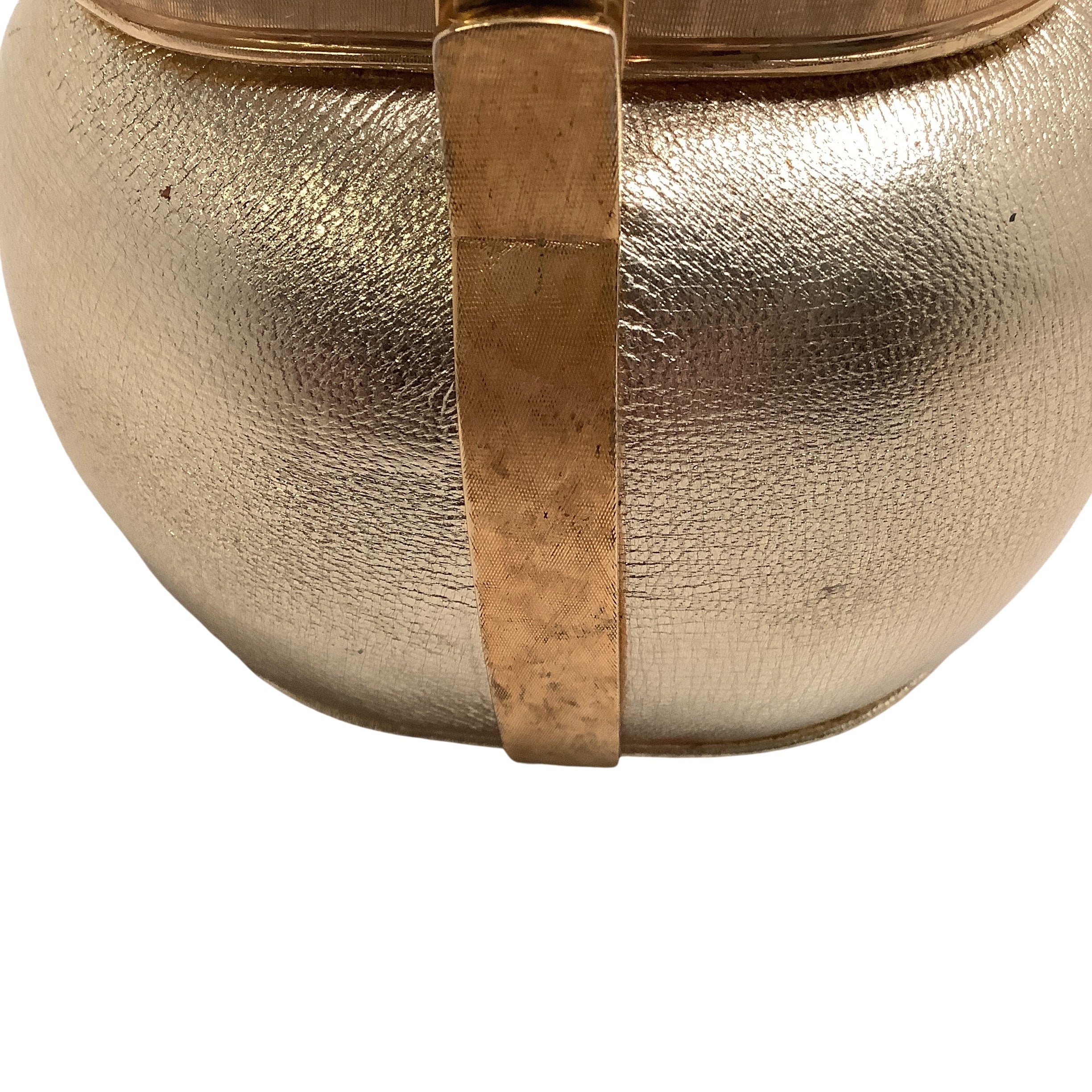 Vintage Judith Leiber Gold Leather Evening Clutch with Metal Mesh Top - Perfect for Formal Events, Weddings & Special Occasions
