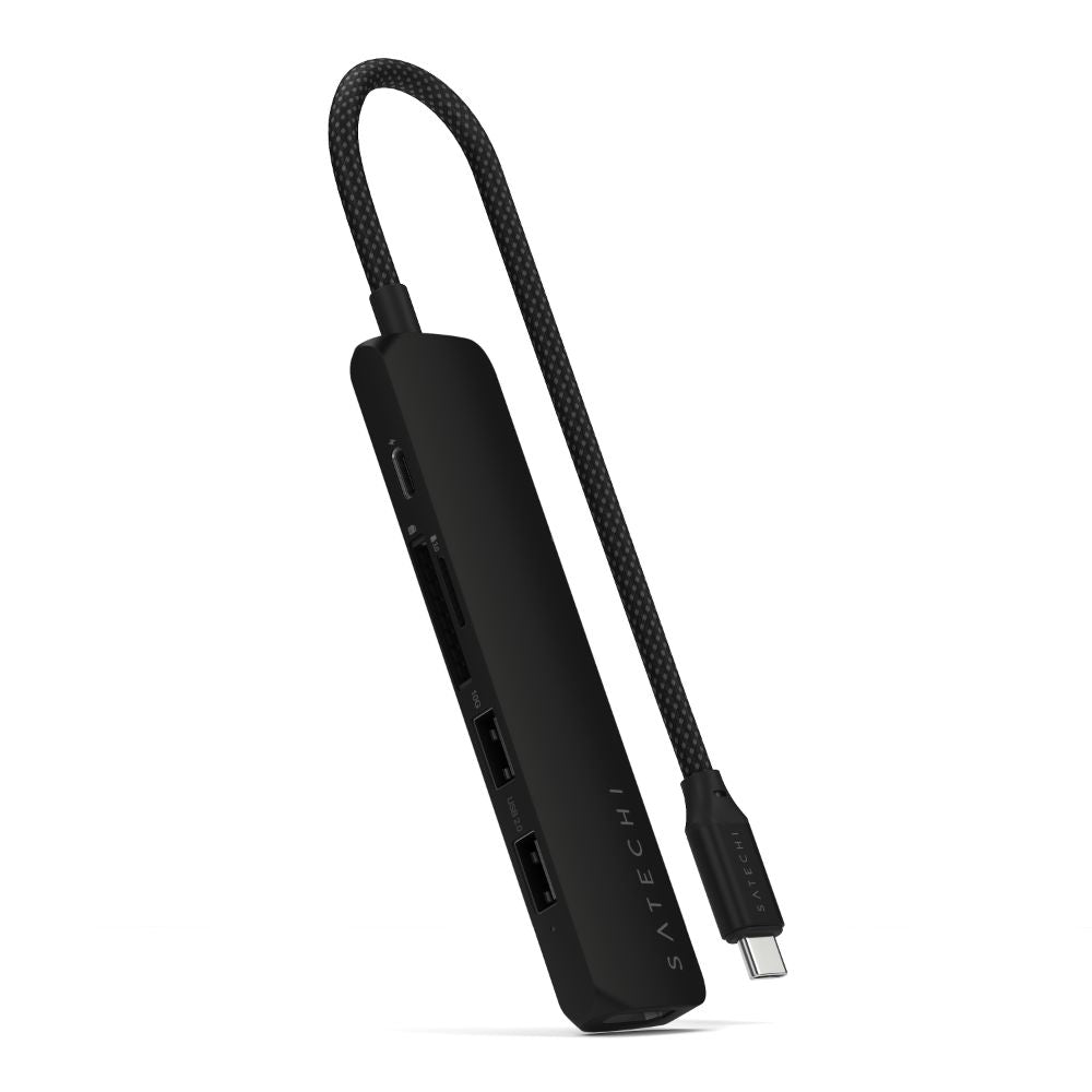 Satechi 6-in-1 USB-C Slim Multiport Adapter with 4K HDMI, USB 3.0, Ethernet & PD Charging - Perfect for MacBook, iPad Pro & Windows Laptops - Home Office & Travel Essential