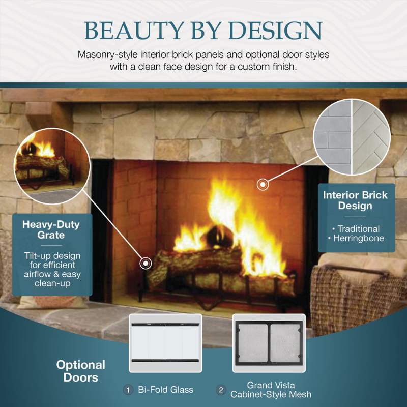 Majestic Biltmore 50-Inch Wood Burning Fireplace - SB100 & SB100HB Models | Classic Radiant Heater for Living Room, Patio & Cabin Warmth