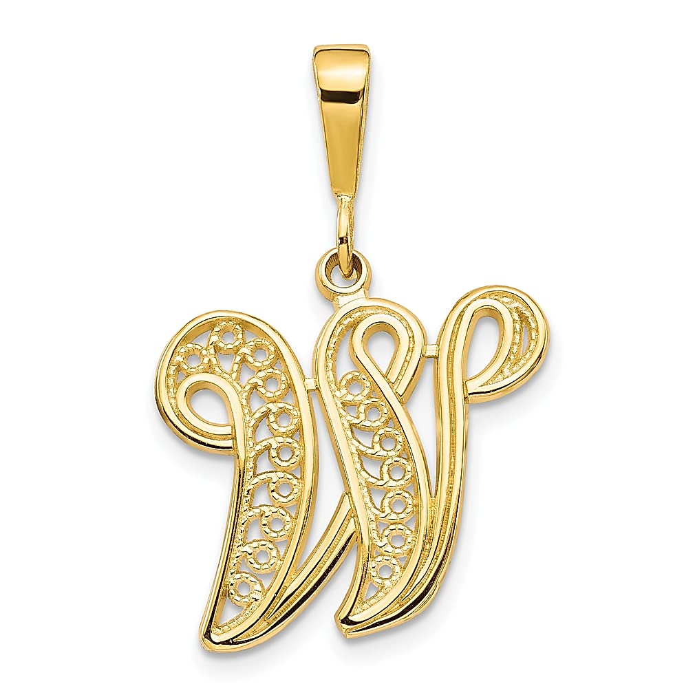 10K Yellow Gold Initial Monogram Letter W Pendant Necklace for Women - Personalized Name Jewelry Gift for Her - Perfect for Birthdays, Anniversaries & Special Occasions
