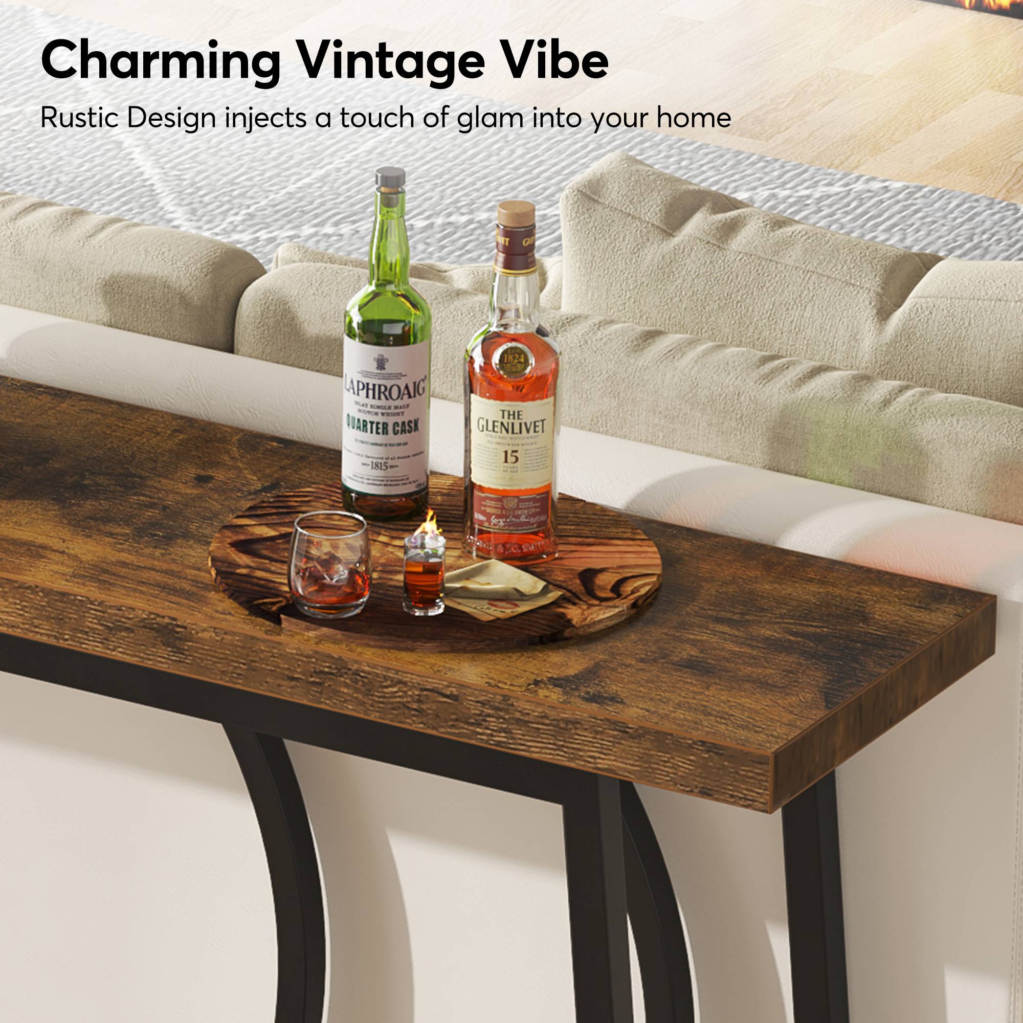 2 Tier Console Table with Storage Shelves - 70.9