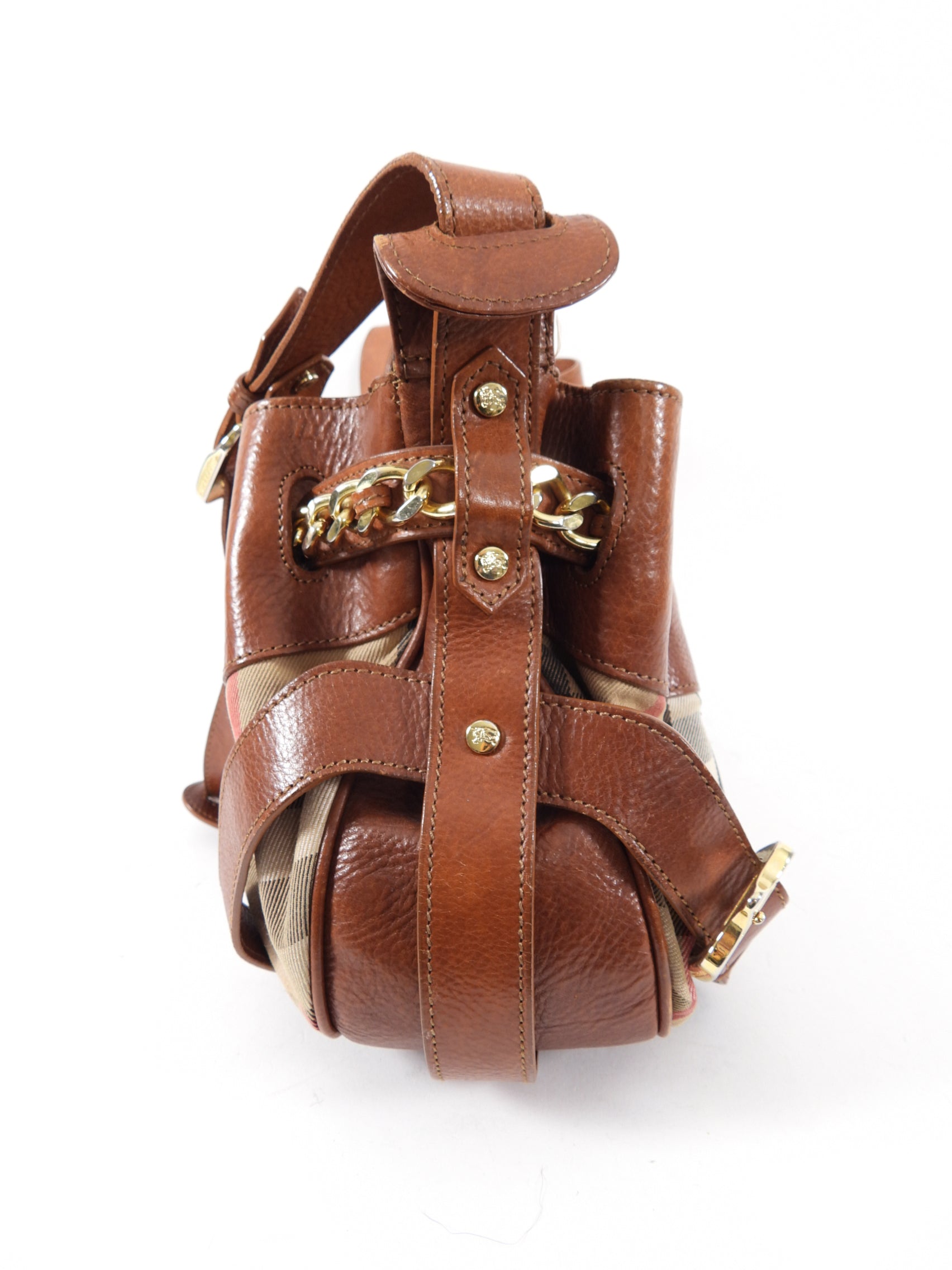 Burberry Margaret Brown Nova Check Chain Shoulder Bag - Luxury Designer Crossbody Purse for Women | Perfect for Work, Travel & Evening Events