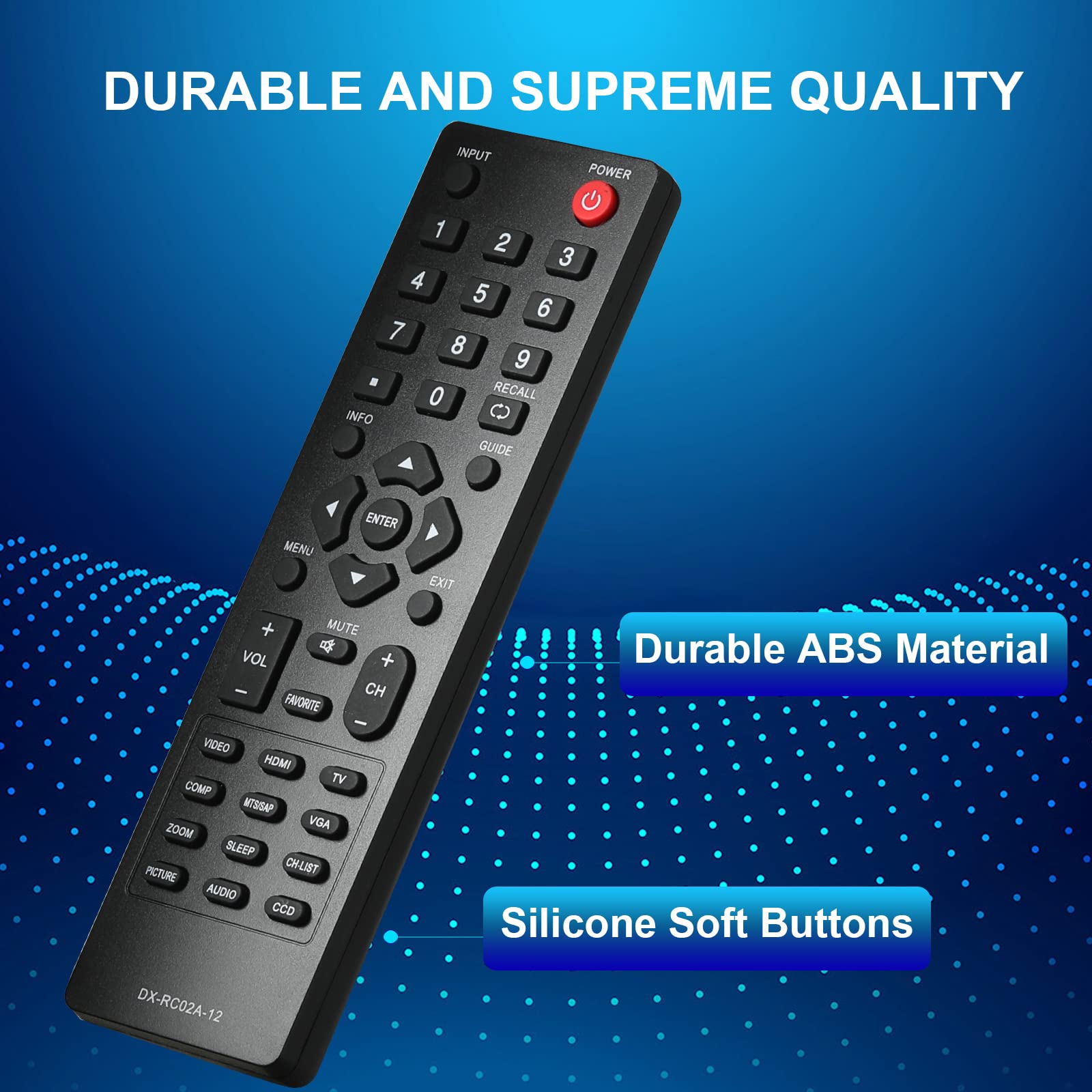 Universal Remote Control DX-RC02A-12 for Dynex TVs - Works with All LCD, LED, HDTV Models | Perfect for Home Theater, Living Room & Bedroom Entertainment Systems