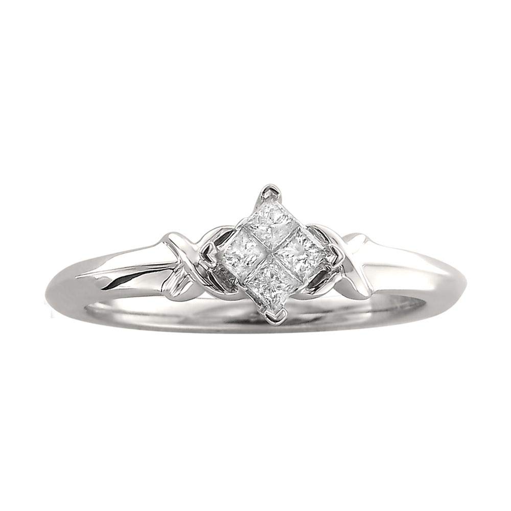 1/5 Carat Princess Cut Diamond Promise Ring - 10kt White Gold Invisible Setting (I-J, I2-I3) | Elegant Gift for Engagement, Anniversary & Special Occasions