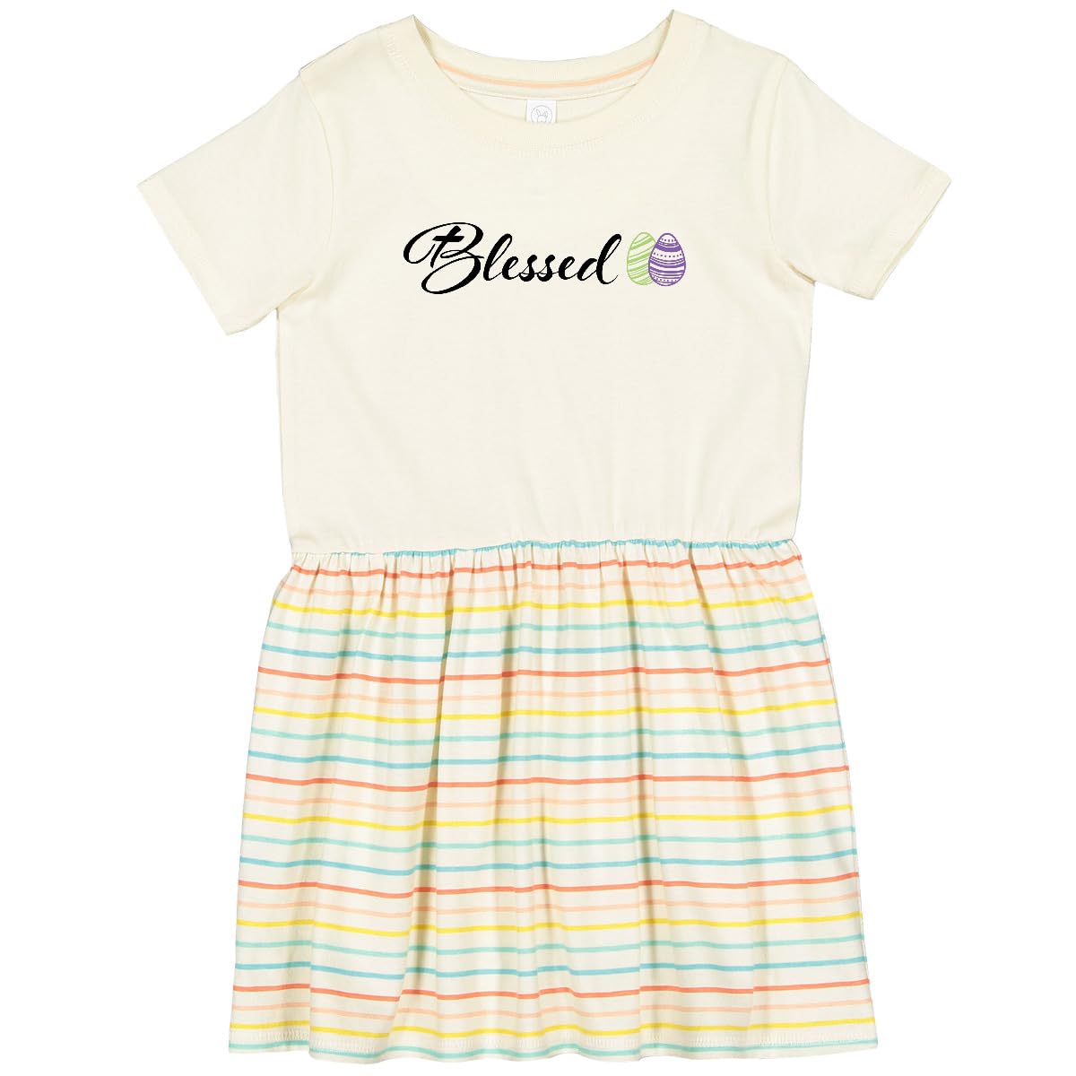 Inktastic Easter Blessed with Green and Purple Eggs Toddler Dress - Cute Holiday Outfit for Girls, Spring Church & Family Celebration