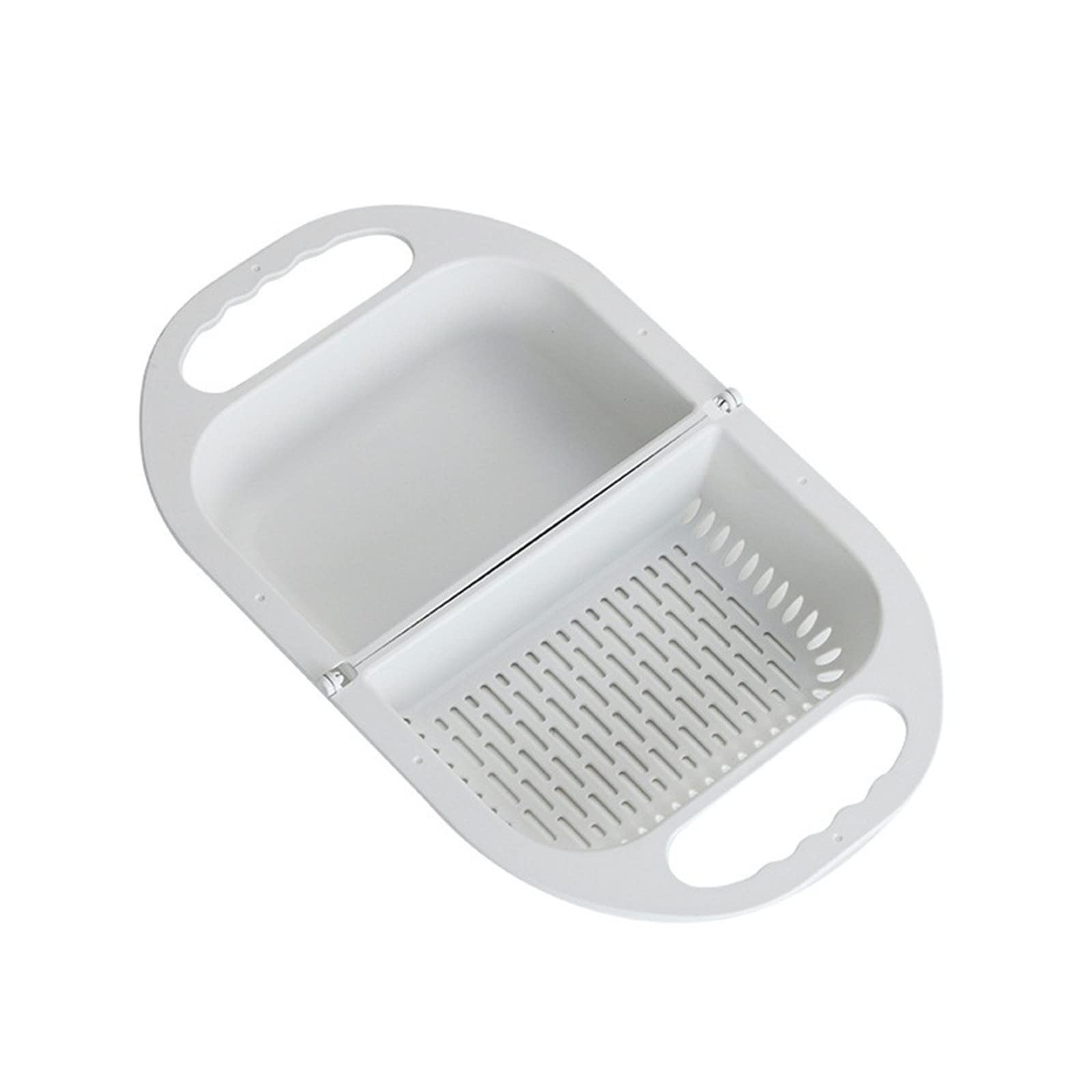 Foldable Leaking Basket - Fruit & Vegetable Container with Tray - Kitchen Sink Storage Basin - Dish Drying Rack for Countertop (White, One Size) - Perfect for Organizing Produce, Washing Veggies & Drying Dishes