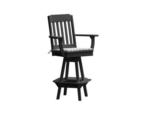 A & L Furniture Traditional Swivel Bar Chair with Arms - Comfortable Upholstered Stool for Kitchen Island, Home Bar & Breakfast Nook