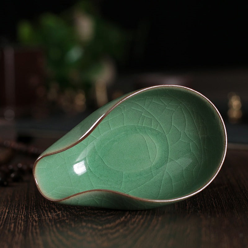Premium Longquan Celadon Tea Scoop (Cha He) - Handcrafted Chinese Tea Ceremony Tool for Matcha, Loose Leaf Tea & Gongfu Tea Brewing