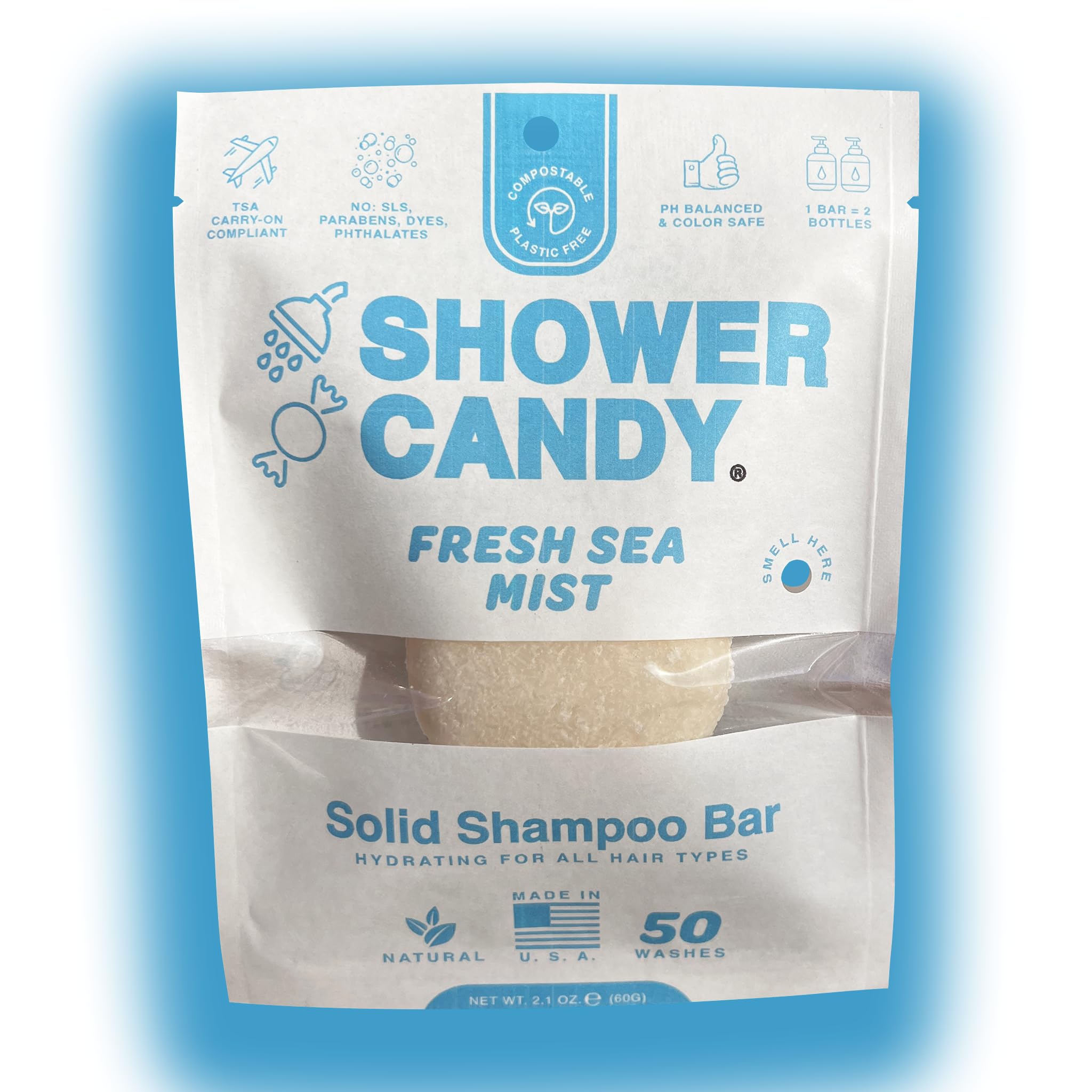 Natural Shampoo Bar for Normal Hair - Fresh Sea Mist Scent | Vegan, Sulfate-Free & Eco-Friendly | Perfect for Travel, Camping & Zero Waste Lifestyle