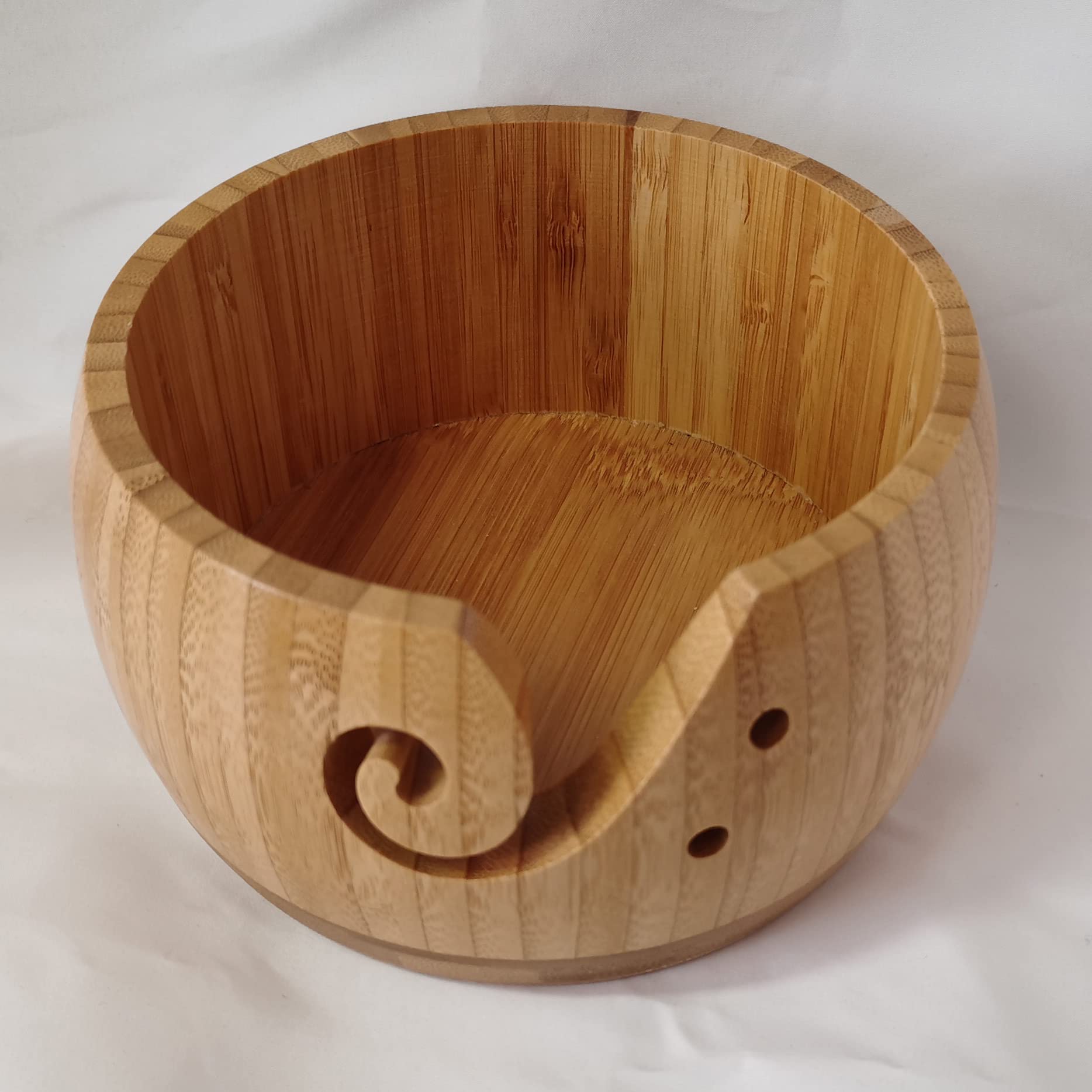 Premium Bamboo Yarn Bowl for Knitting & Crochet - 5.9 x 3.15 Inch Wooden Yarn Holder with Smooth Hole Design | Perfect Wool Storage for Crafters & DIY Projects at Home