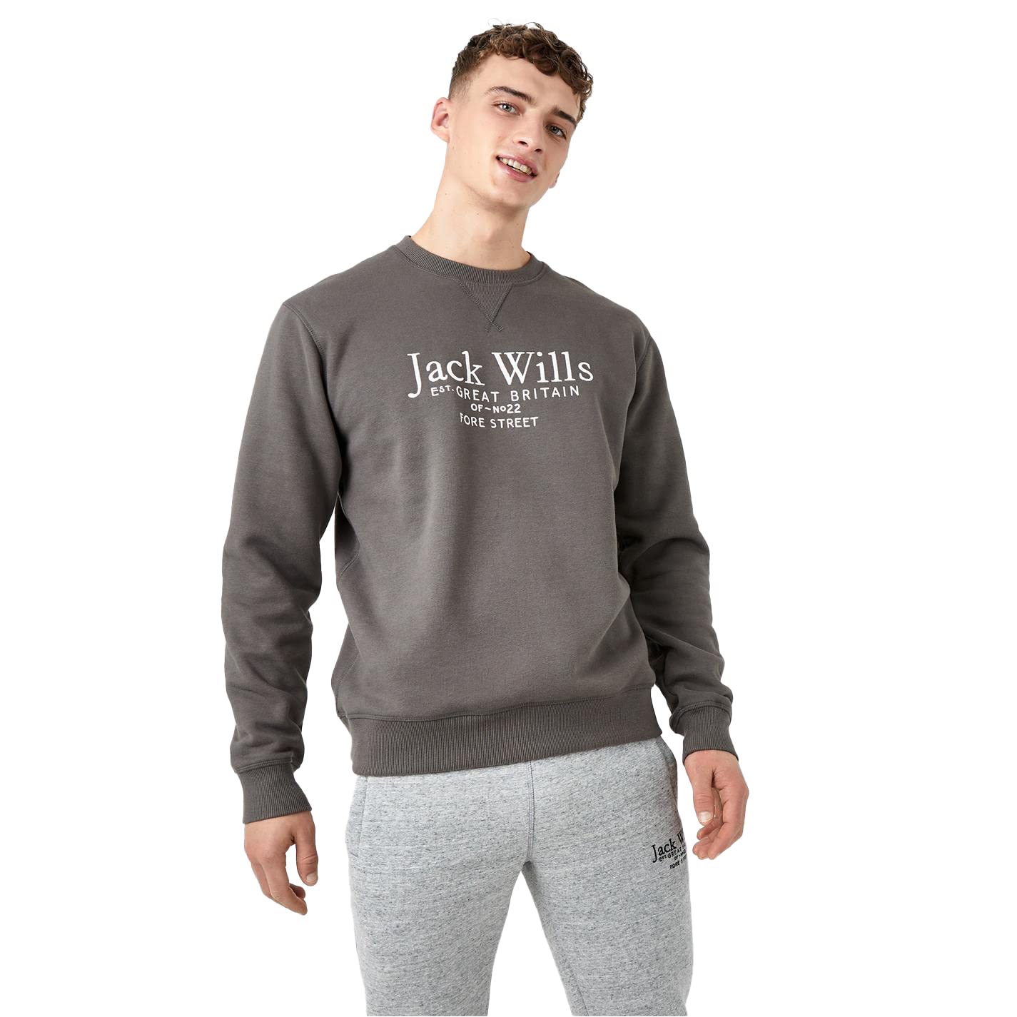 Jack Wills Men's Belvue Graphic Logo Crew Neck Sweatshirt | Casual Pullover for Everyday Wear | Streetwear & Lounge Comfort